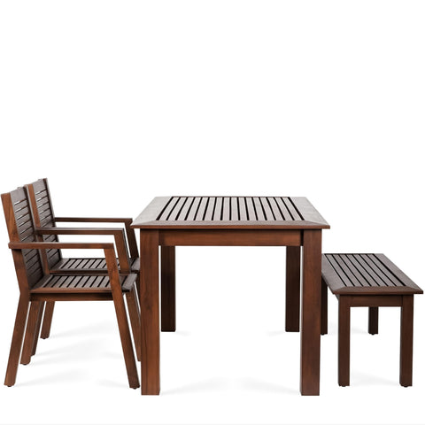 Alfresco Outdoor Dining Table With 4 Arm Chairs And Bench