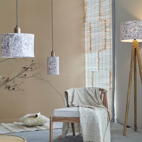 Flake Hanging Lamp Beige Drum - Orange Tree Home Pvt. Ltd.