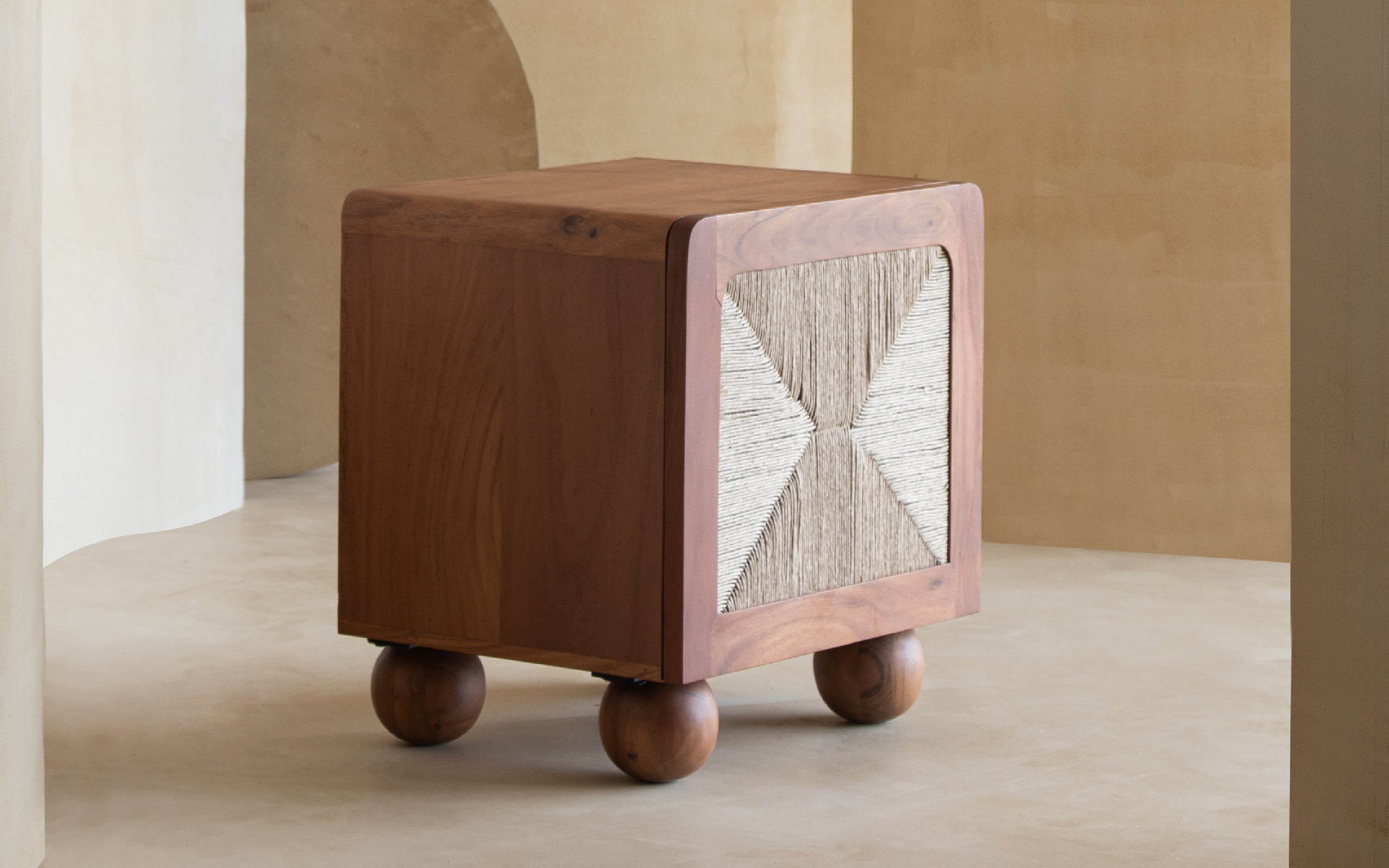 Abacus Bedside Unit – Wooden Side Table for Bedrooms - Close shot - Orange Tree