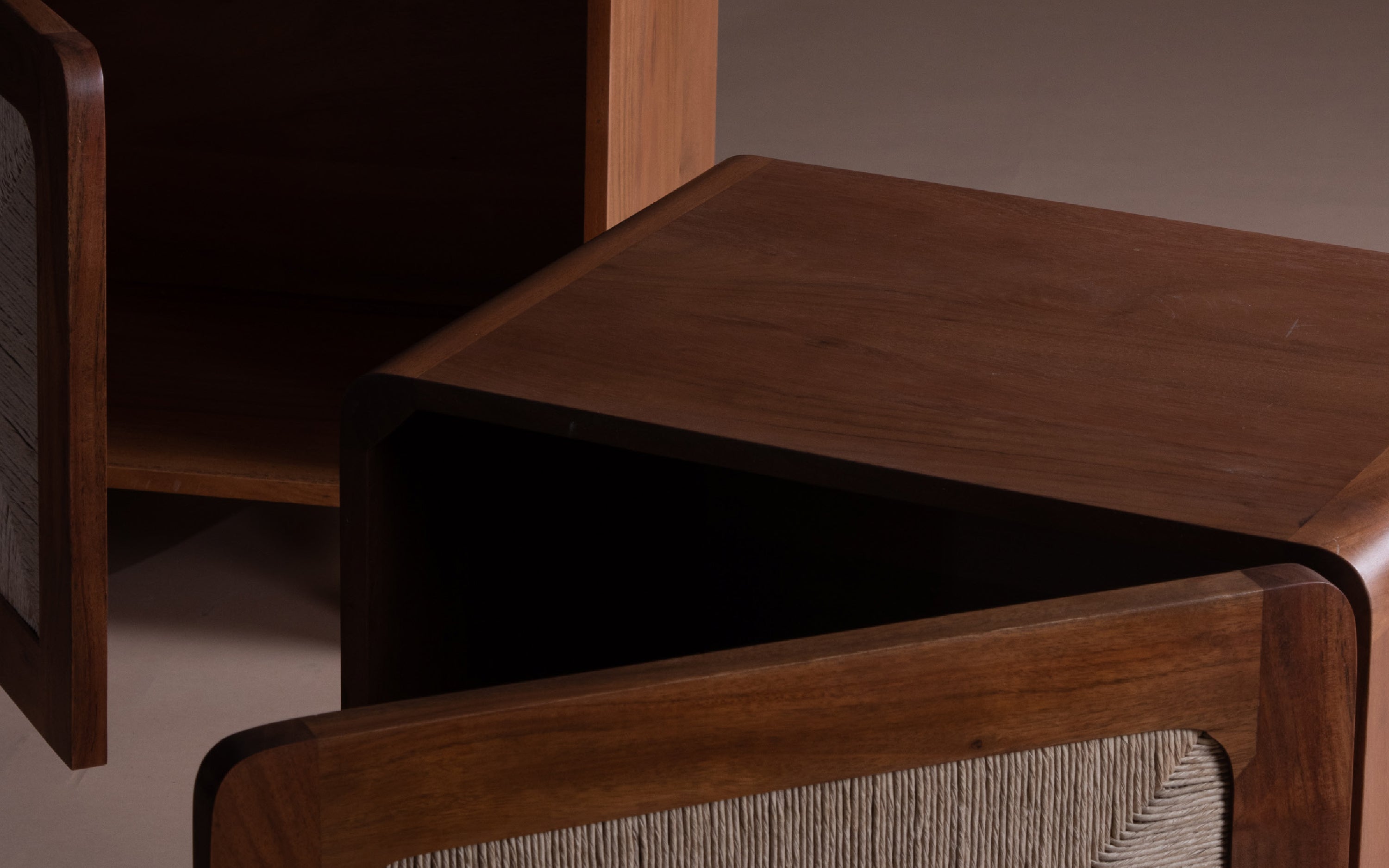 Abacus Bedside Unit – Wooden Side Table for Bedrooms - Close shot - from left angle - Orange Tree