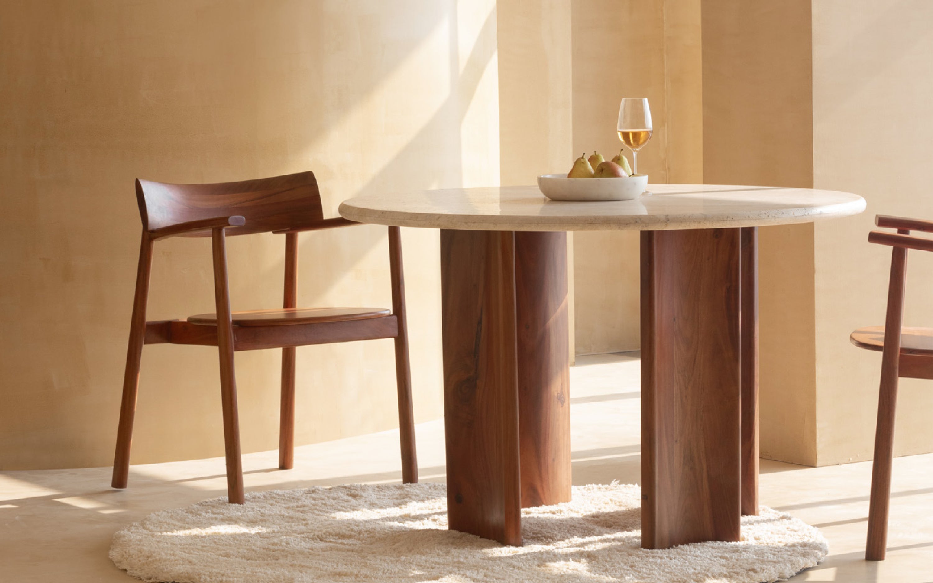 Abacus Solid Wooden Dining Chair - Close shot - from right angle - Orange Tree