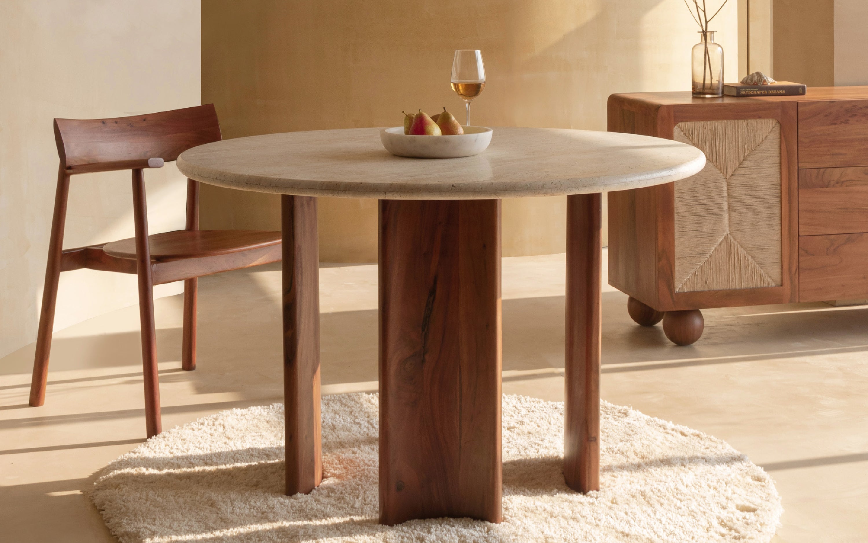 Abacus 4 Seater Dining Set - Close shot - from left angle - Orange Tree