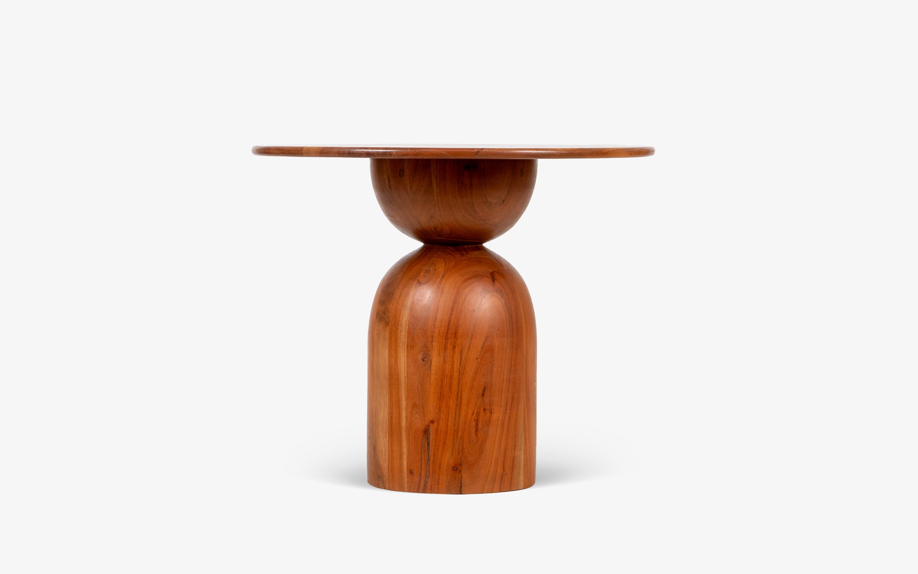Abacus Round Wooden Side Table for living room Kiara Finish - with white background - Orange Tree