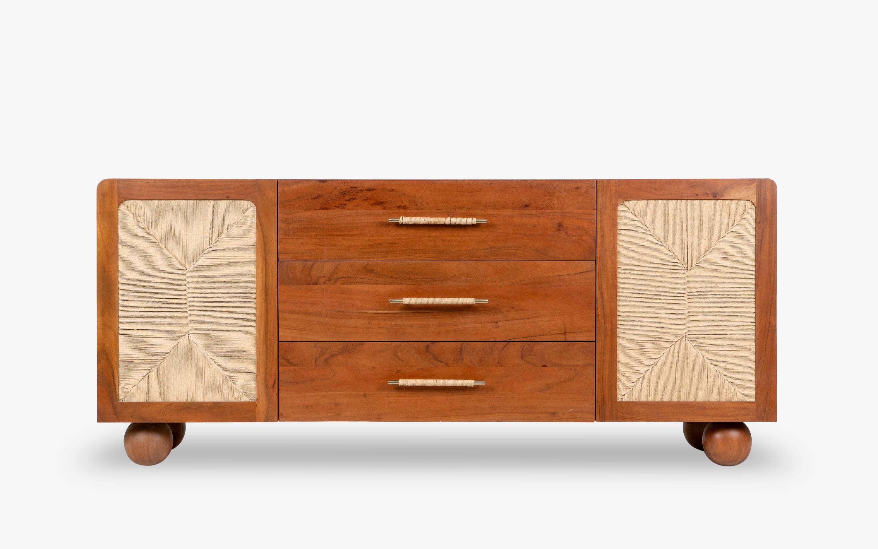 Abacus Modern Wooden Sideboard Cabinet for Living Room - Close shot - from right angle - Orange Tree