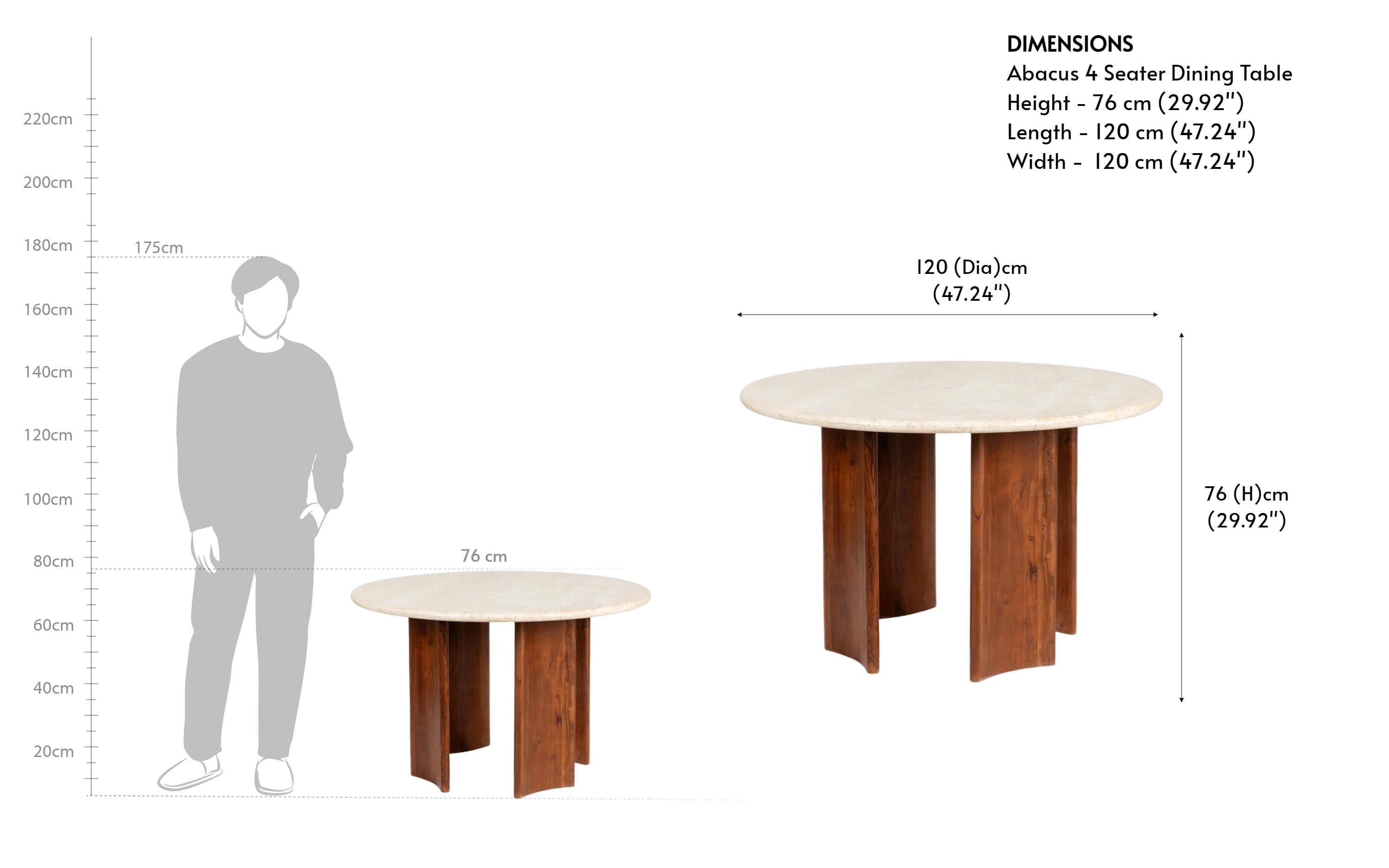 Abacus 4 Seater Dining Set - with white background - Orange Tree