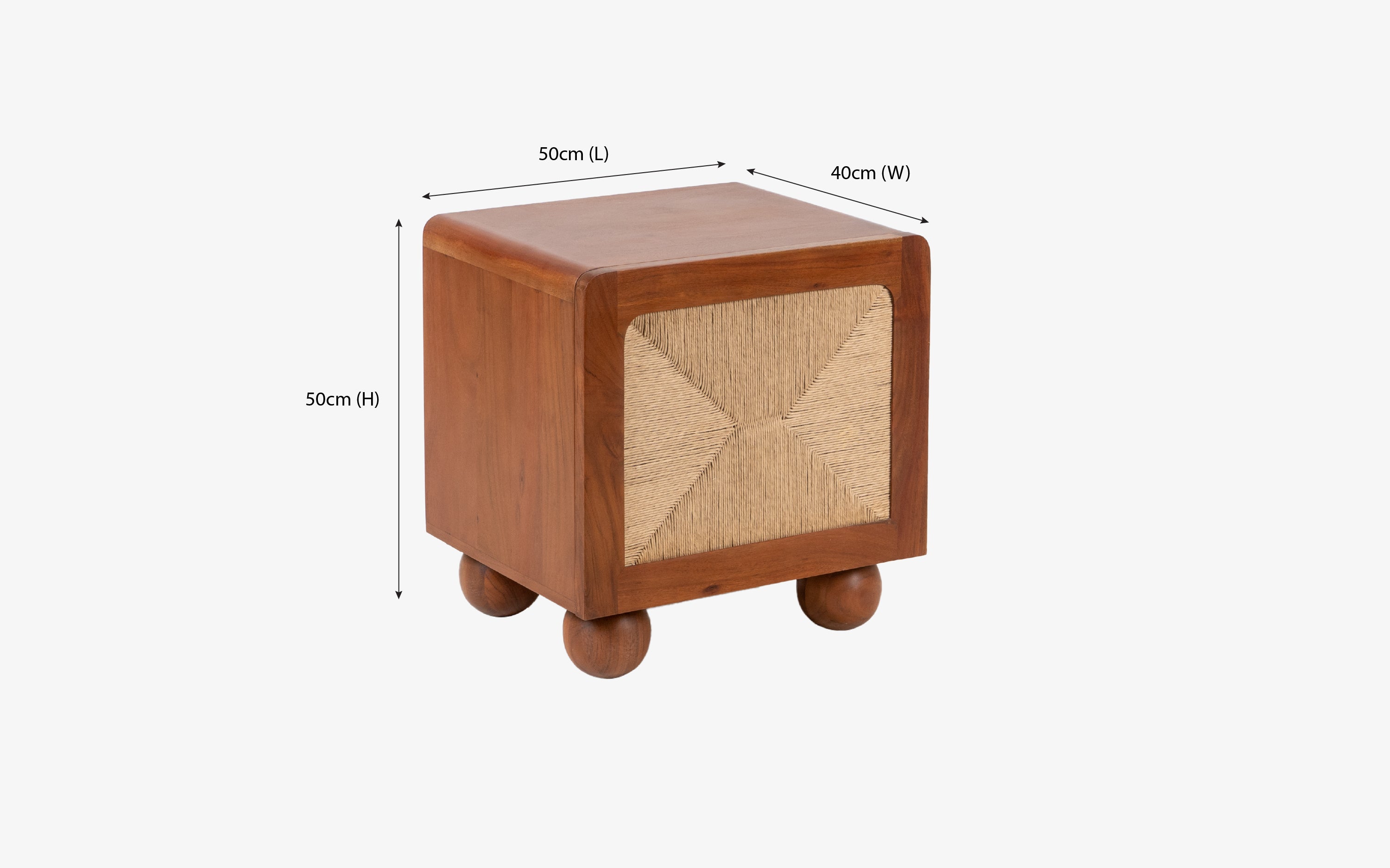 Abacus Bedside Unit – Wooden Side Table for Bedrooms - with white background - Orange Tree
