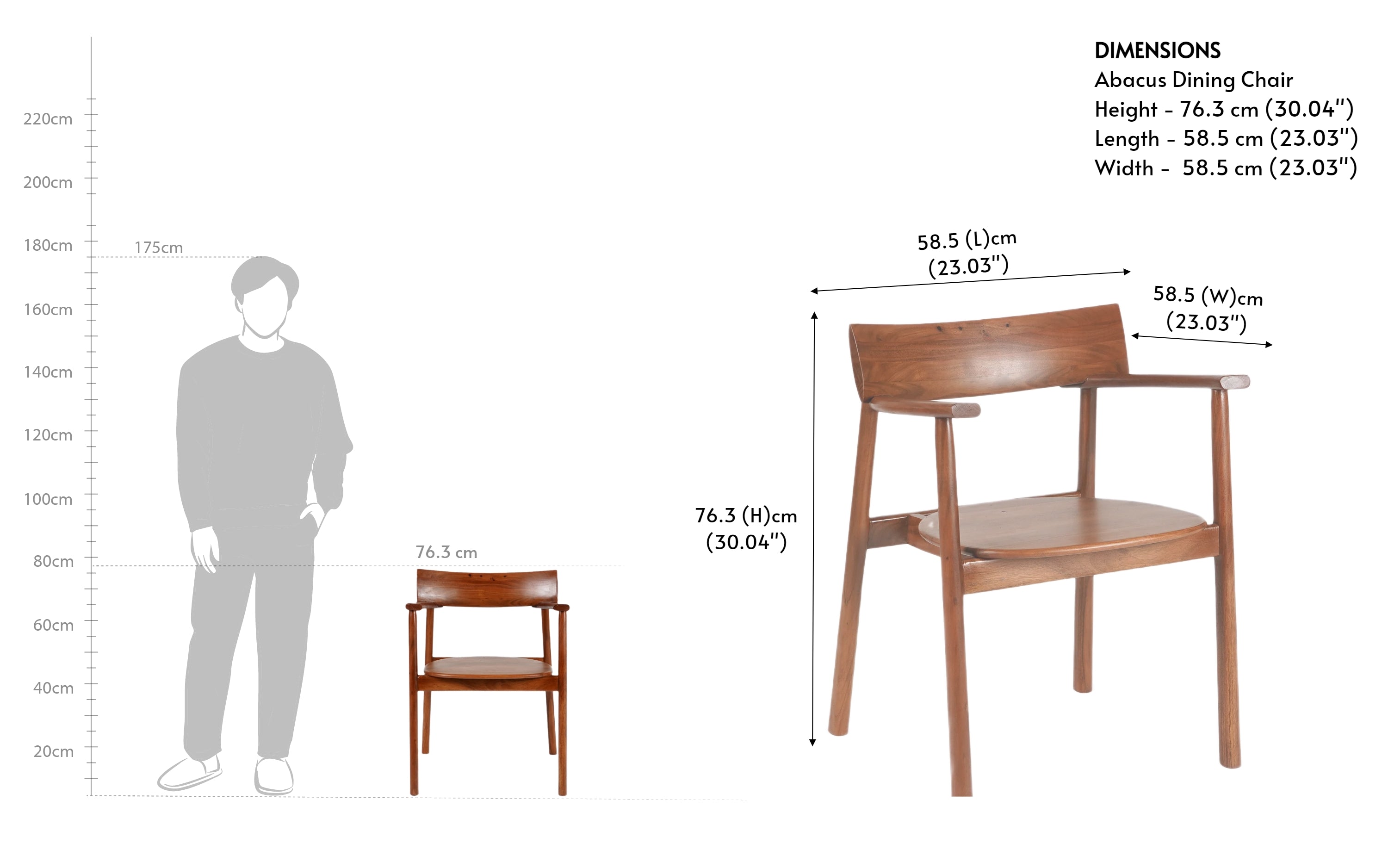 Abacus Solid Wooden Dining Chair - with white background - Orange Tree