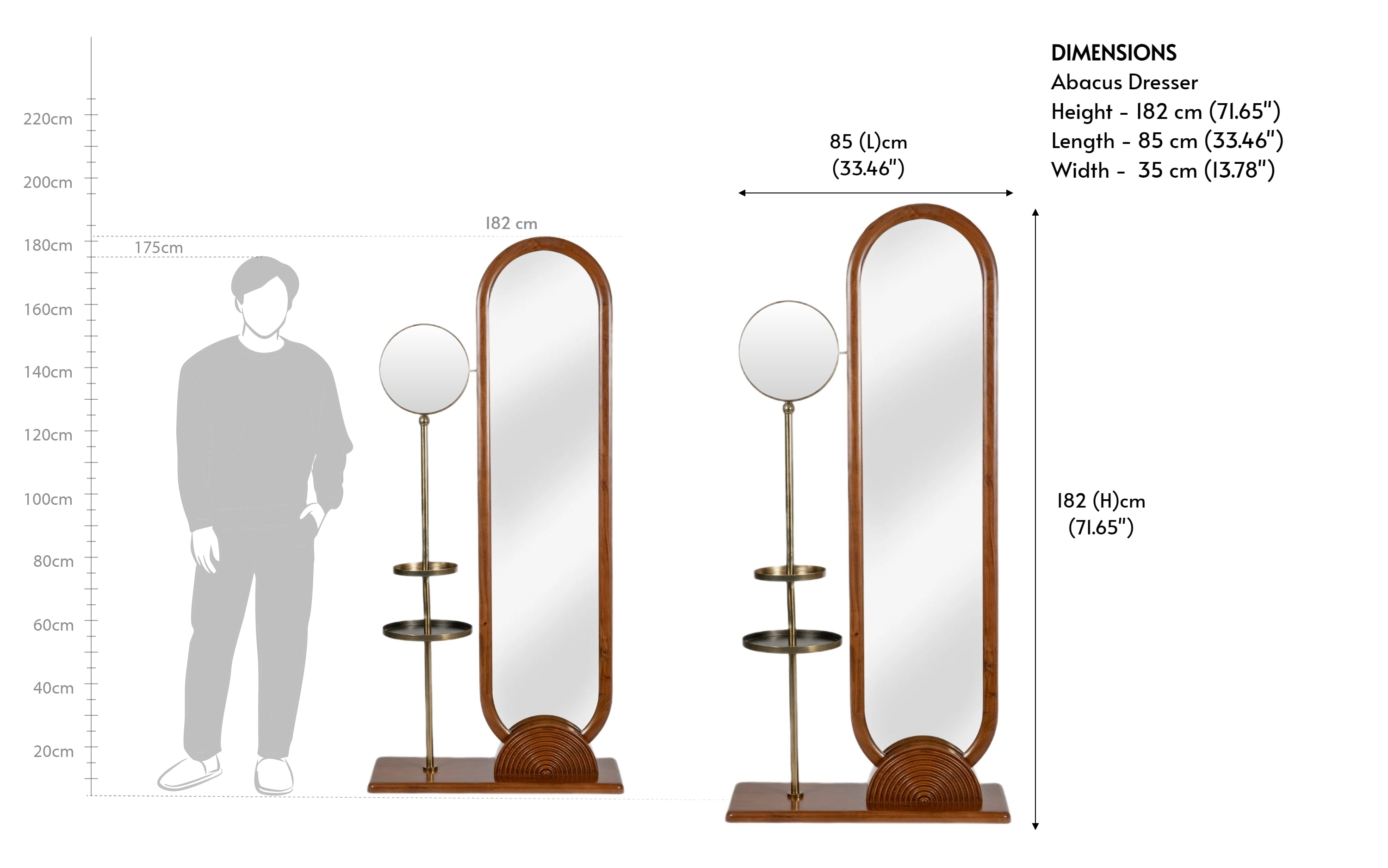 Abacus Dressing Mirror Stand - Close shot - Orange Tree