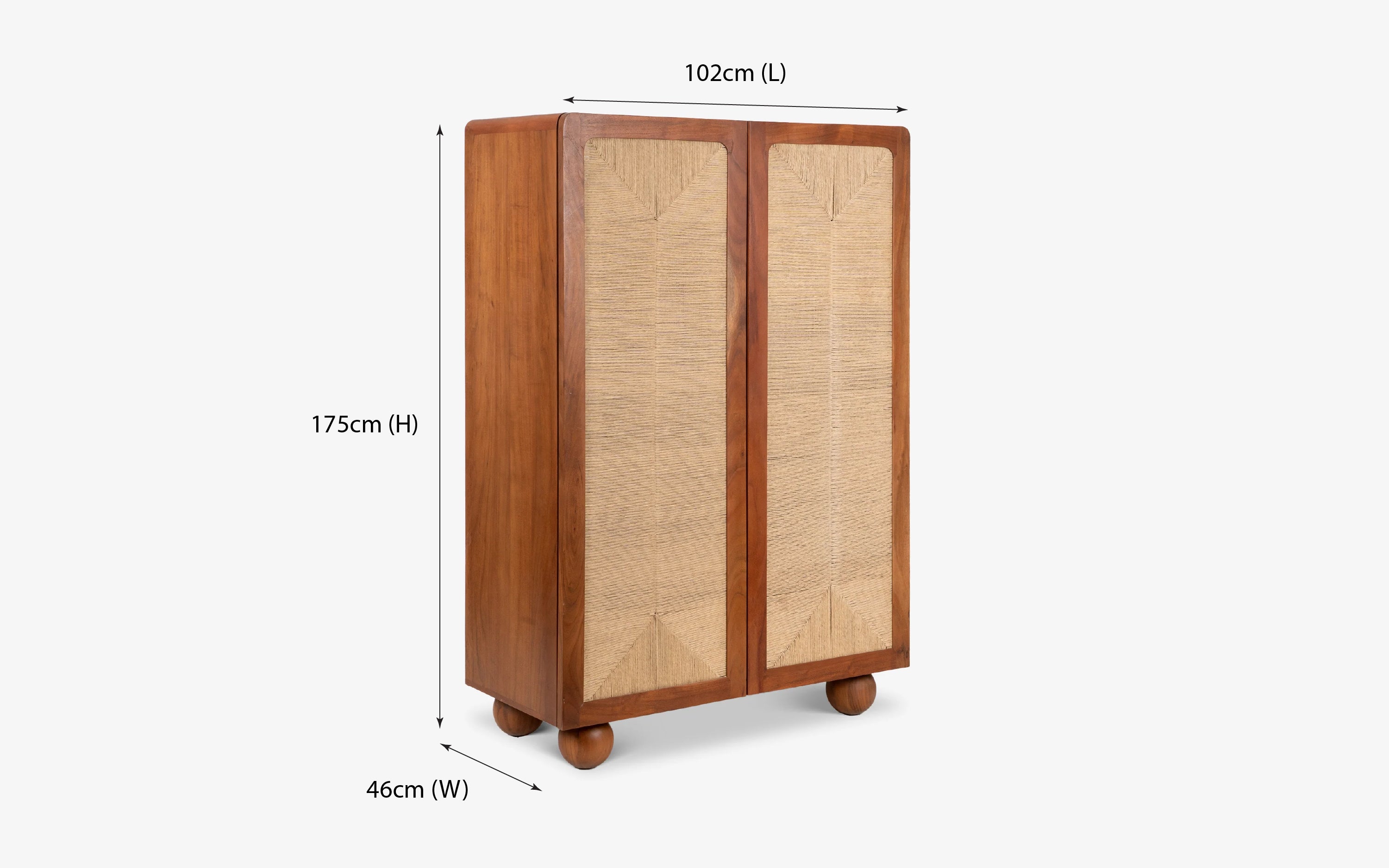 Abacus Wardrobe | Wooden Almirah for Bedroom - with white background - Orange Tree