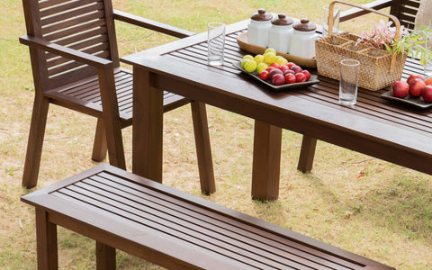 Alfresco Outdoor Dining Table With 4 Arm Chairs And Bench