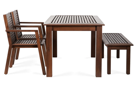 Alfresco Outdoor Dining Table With 4 Arm Chairs And Bench