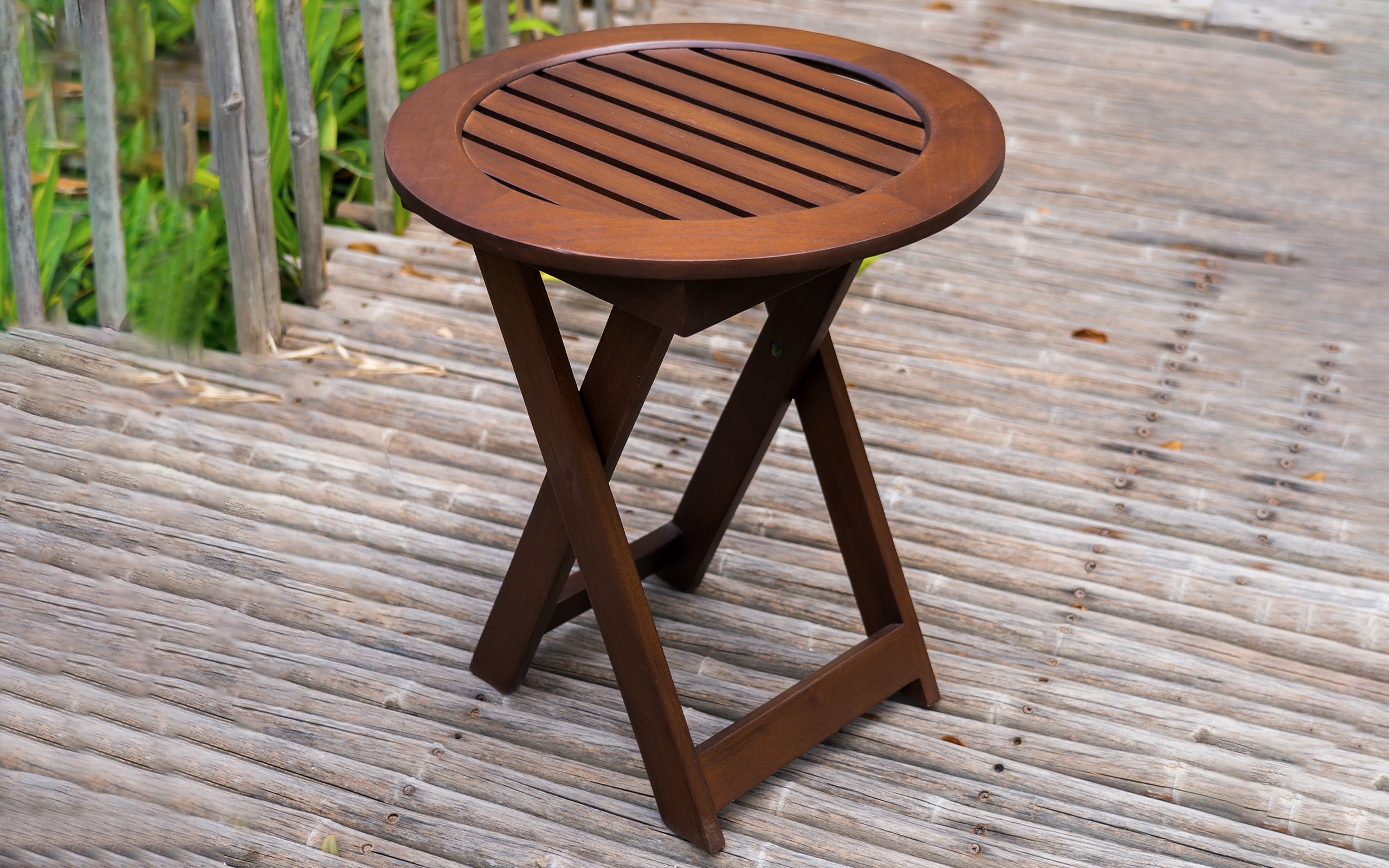 Alfresco Outdoor Folding Round Stool. Unveil the ease of Stain-Free Furniture: Marvels that repel spills!