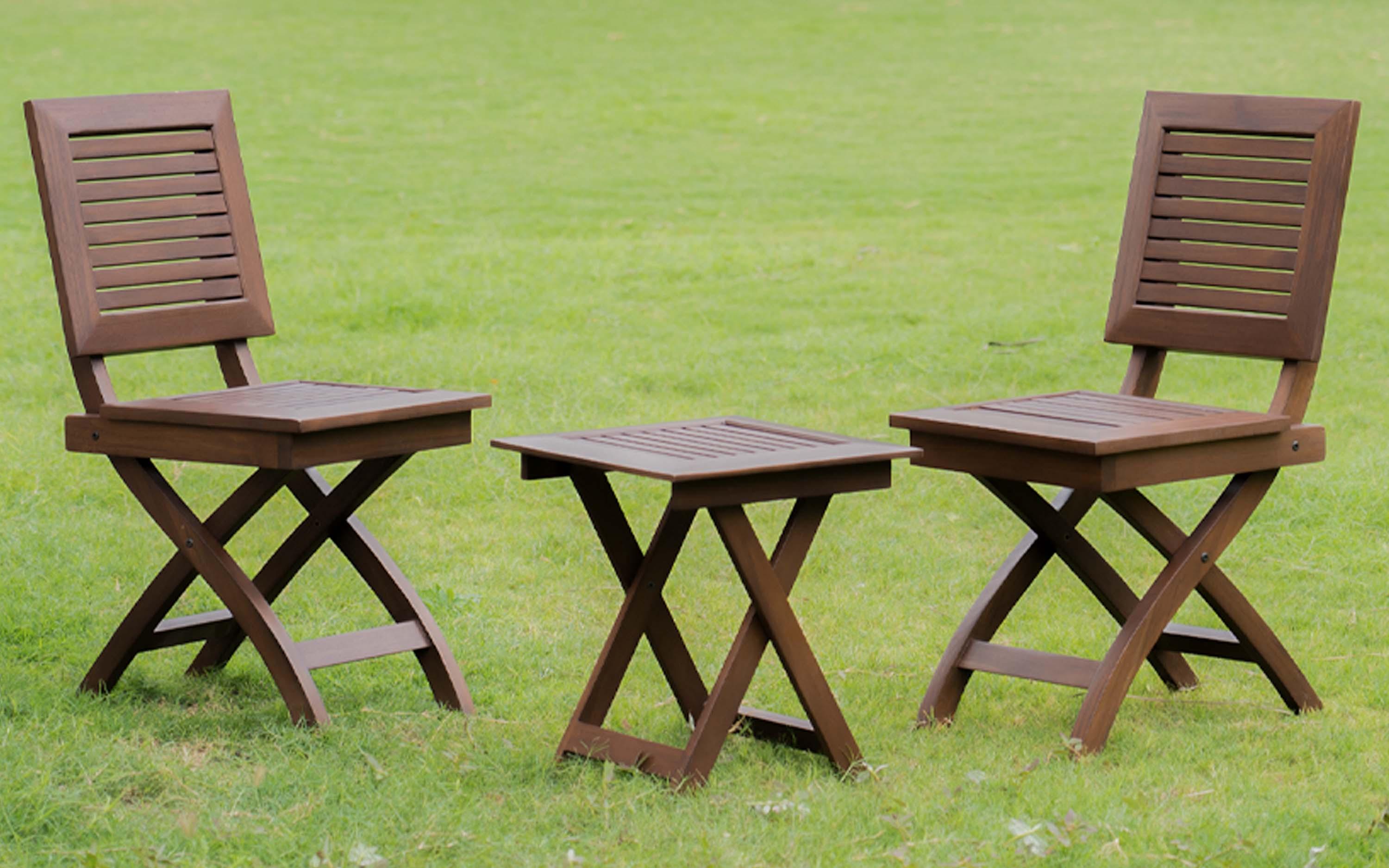 Alfresco Outdoor Folding Square Stool With 2 Square Chair. Unveil the ease of Stain-Free Furniture: Marvels that repel spills!