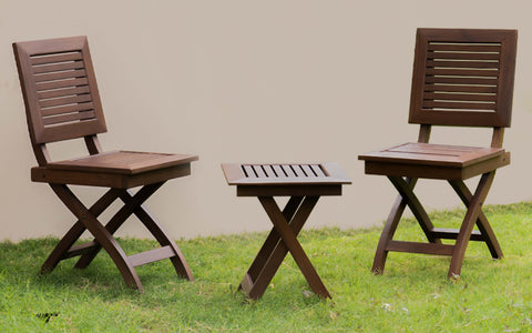 Alfresco Outdoor Folding Square Stool With 2 Square Chair