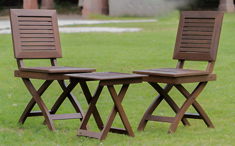 Alfresco Outdoor Folding Square Stool With 2 Square Chair