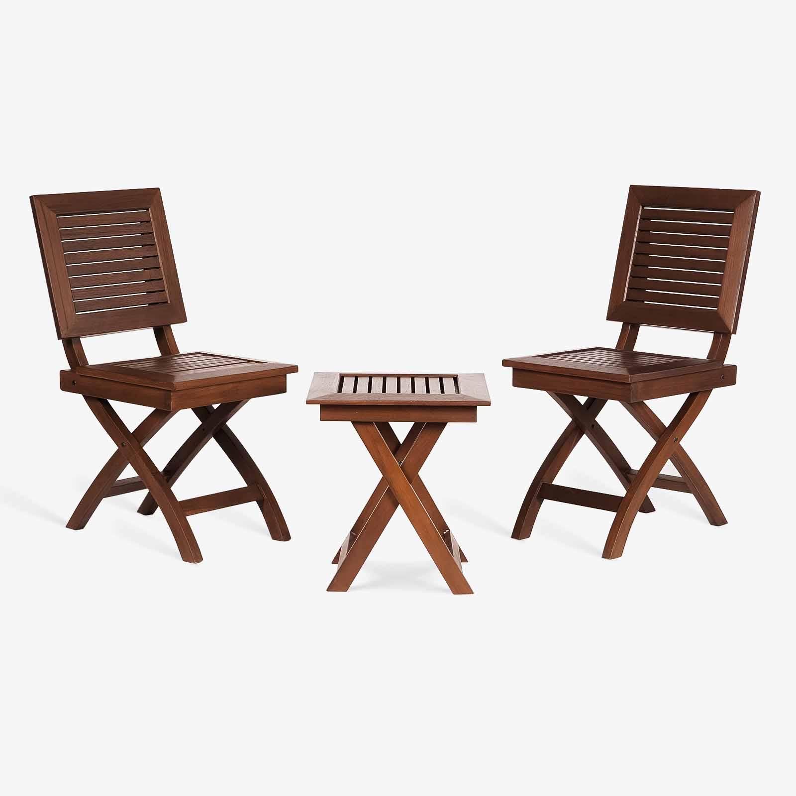 Alfresco Outdoor Folding Square Stool With 2 Square Chair