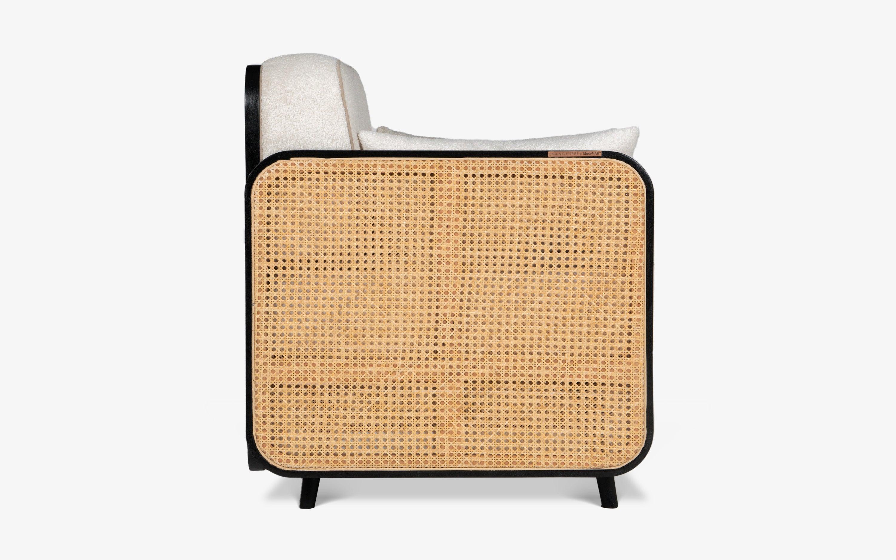 Buy Andaman Rattan Cane Arm Chair in White Color - with white background - Orange Tree