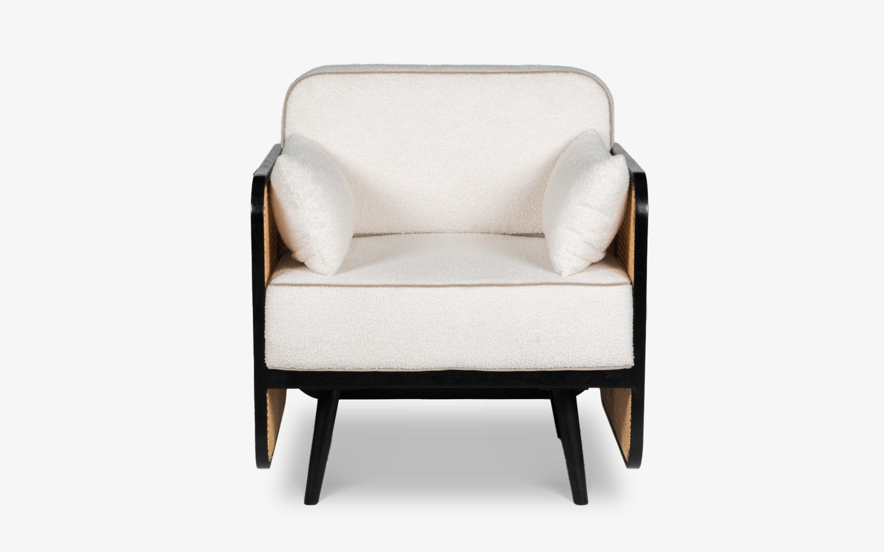 Buy Andaman Rattan Cane Arm Chair in White Color - with white background - Orange Tree