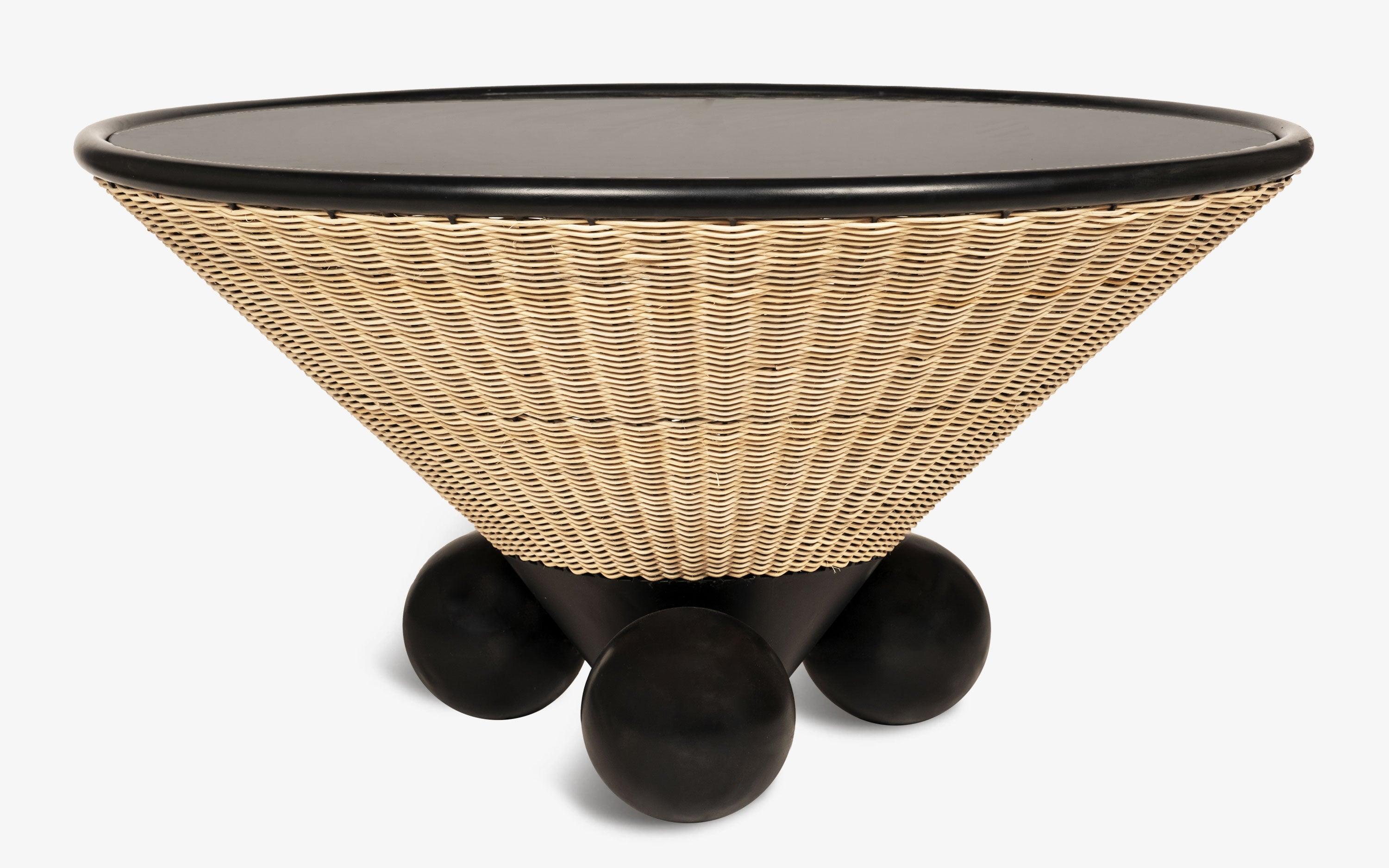 Andaman Camorta Glass Top Rattan Coffee Table - with white background - Orange Tree
