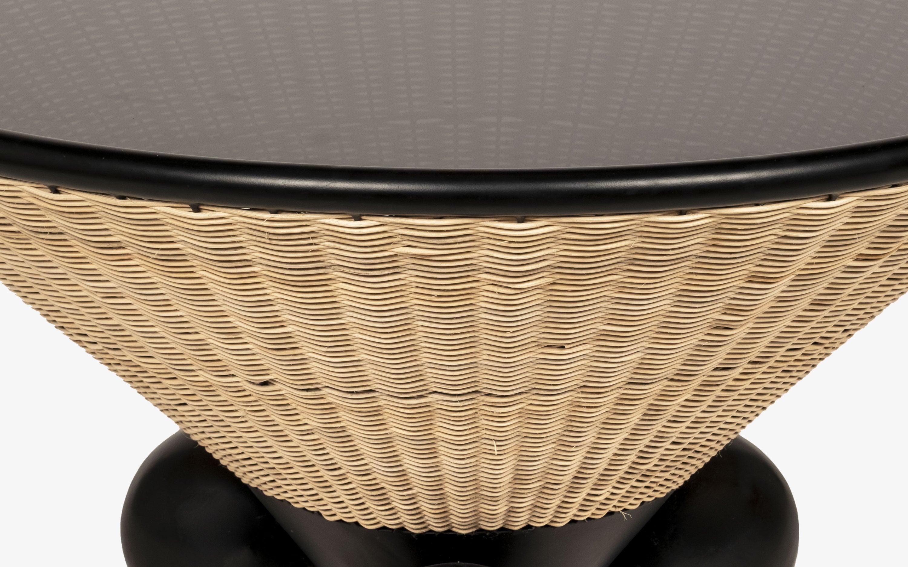 Andaman Camorta Glass Top Rattan Coffee Table - Close shot - Orange Tree