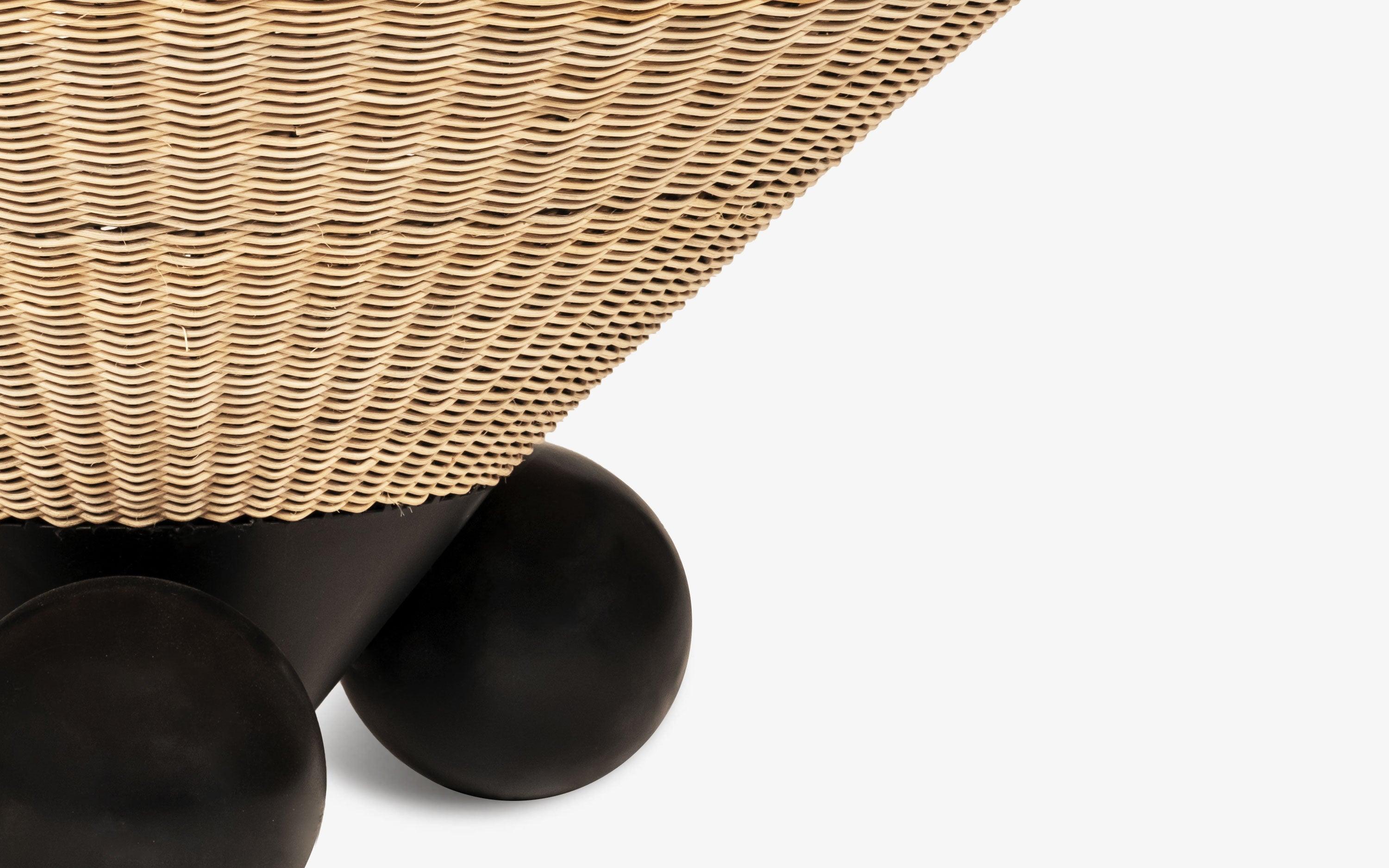 Andaman Camorta Glass Top Rattan Coffee Table - Close shot - from left angle - Orange Tree