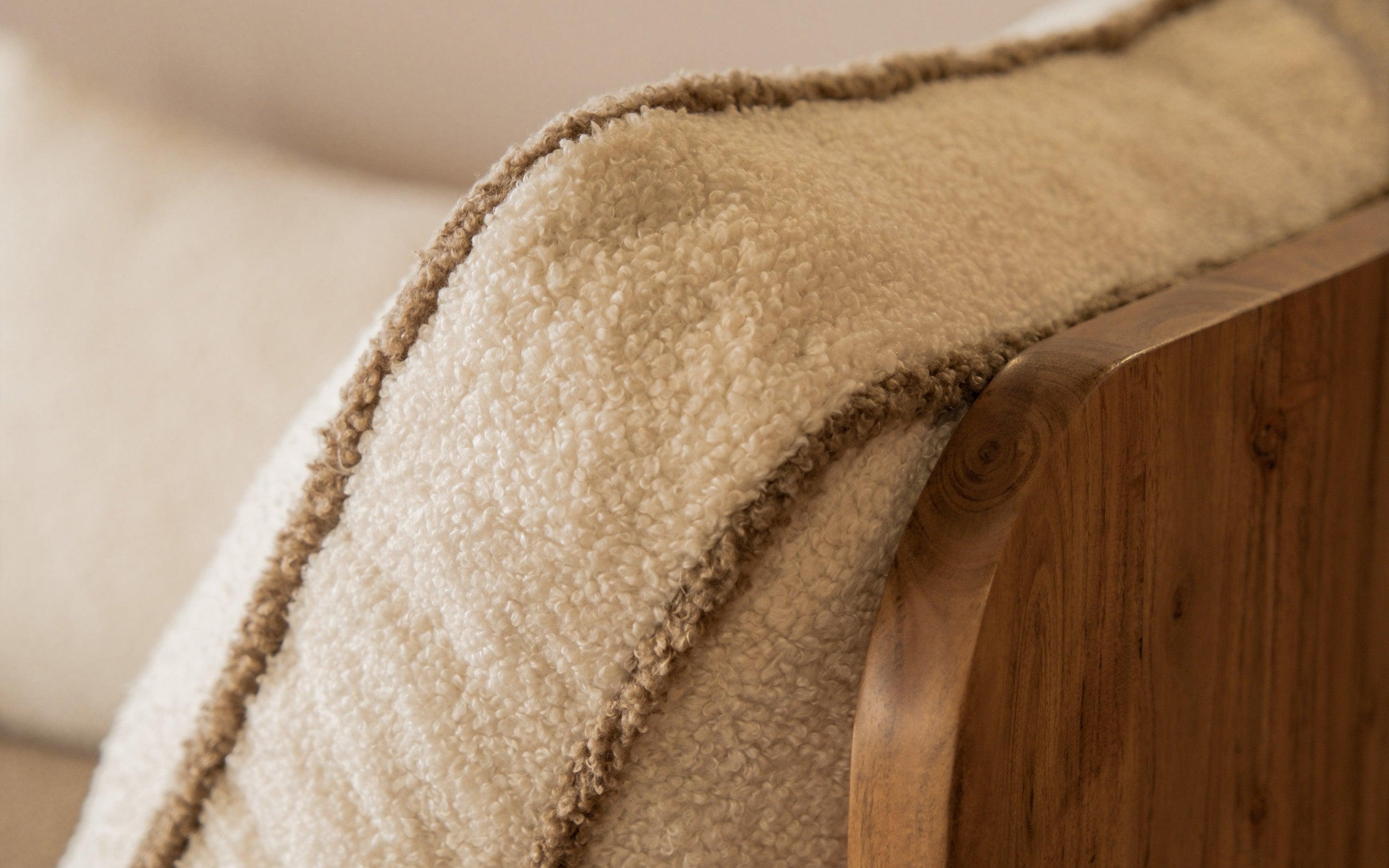 Andaman Neil Day Bed Sofa | Acacia Wood and Upholstery - Close shot - from left angle - Orange Tree