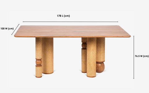 Andaman 4 seater dining table size.  Andaman wooden dining table design. OT Home