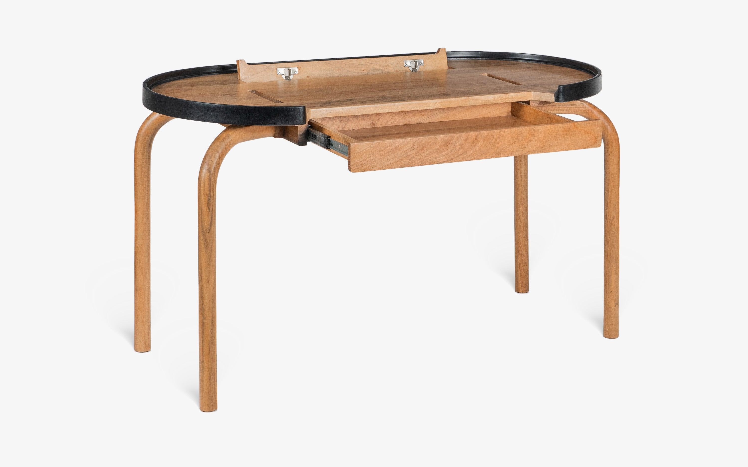Buy Andaman Solid Wood Study Table with Storage Drawer - with white background - Orange Tree
