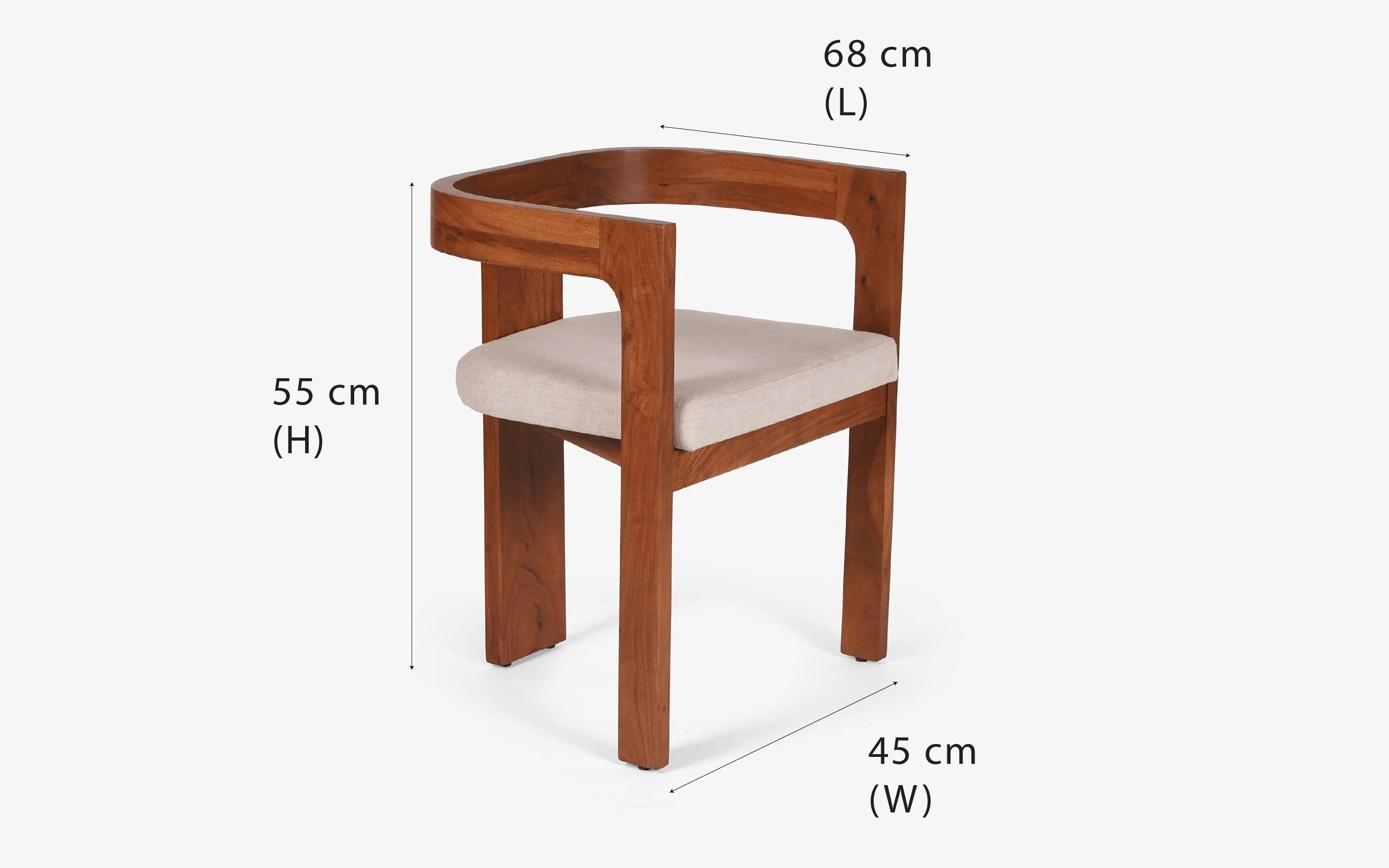 Attica 6-Seater Solid Wood Dining Table with Upholstered Chairs - with white background - Orange Tree