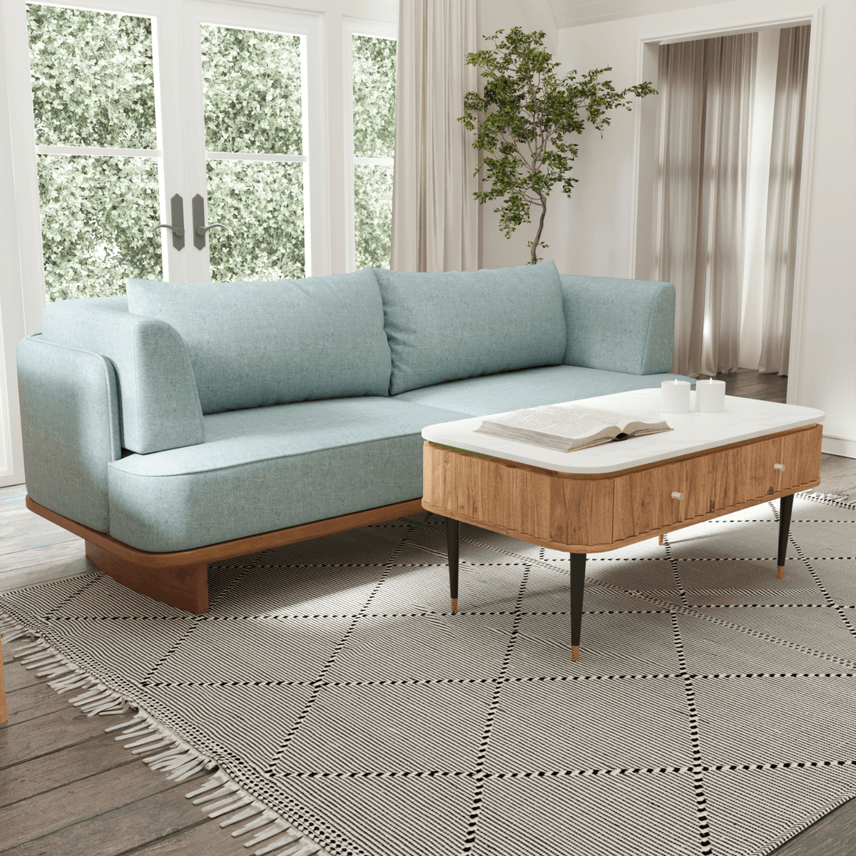 Anish 3 Seater Sofa Blue