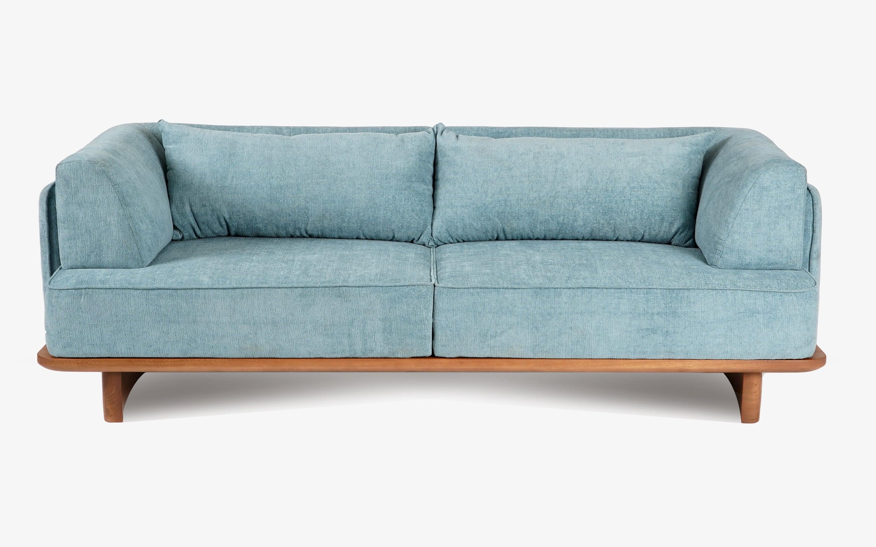 Anish Blue 3-Seater Sectioanl Sofa for Living Room | Luxury Couch - Close shot - from upper angle - Orange Tree
