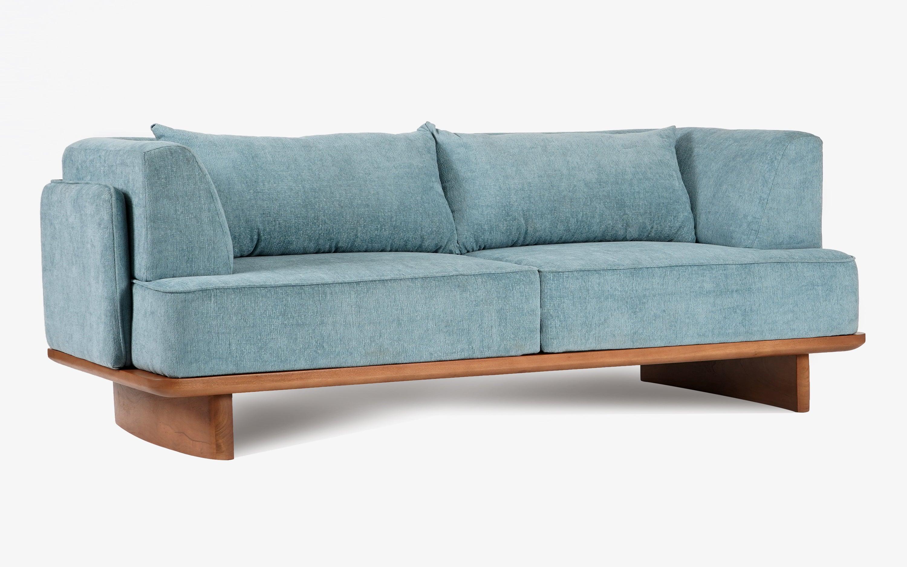 Anish Blue 3-Seater Sectioanl Sofa for Living Room | Luxury Couch - with white background - Orange Tree