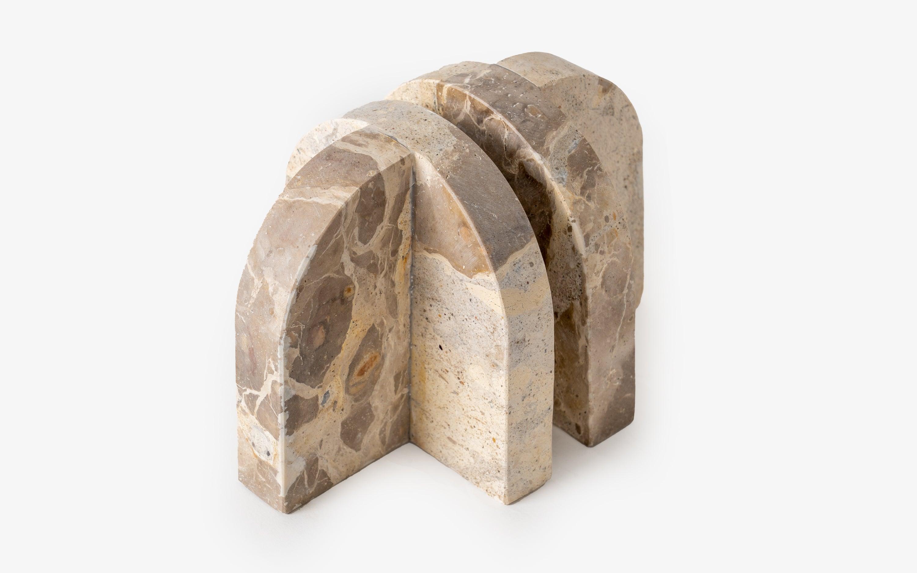 Arch Marble Book End in Panther Beige Stone Matte Finish