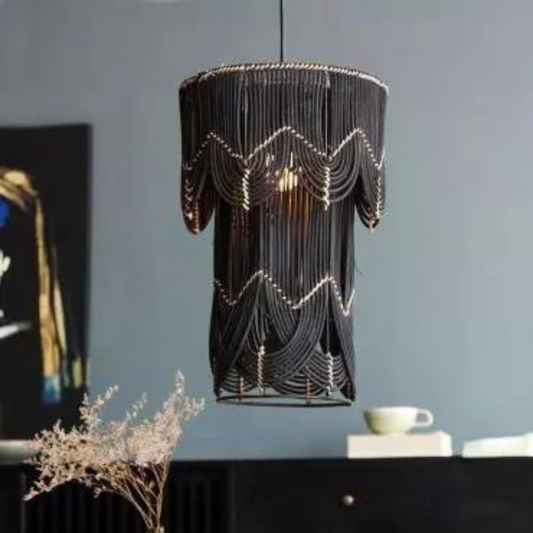 Arch Hanging Lamp Tall Black Cane
