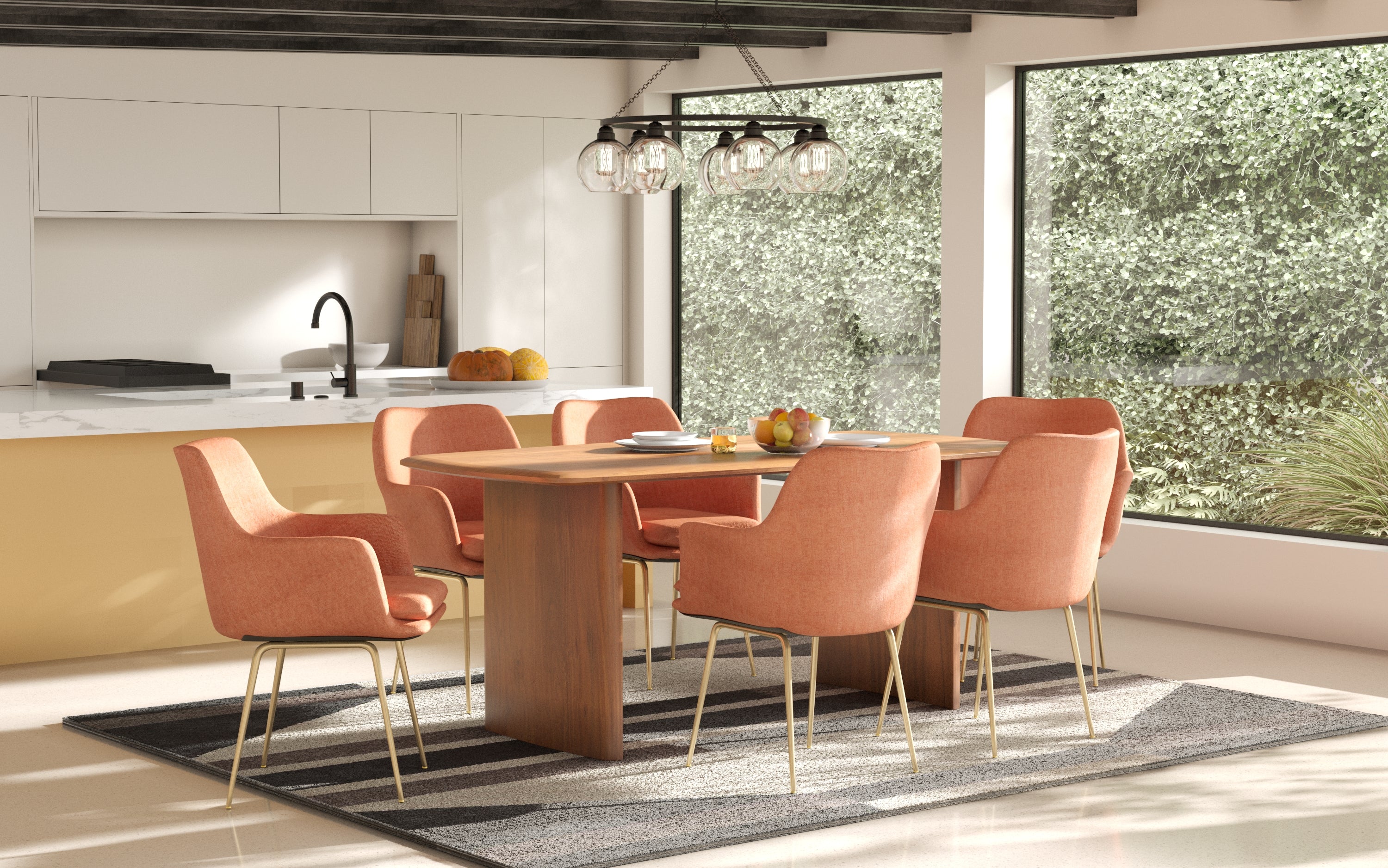Archi Dining Chair With Soft Cushioned Arm - Close shot - from right angle - Orange Tree