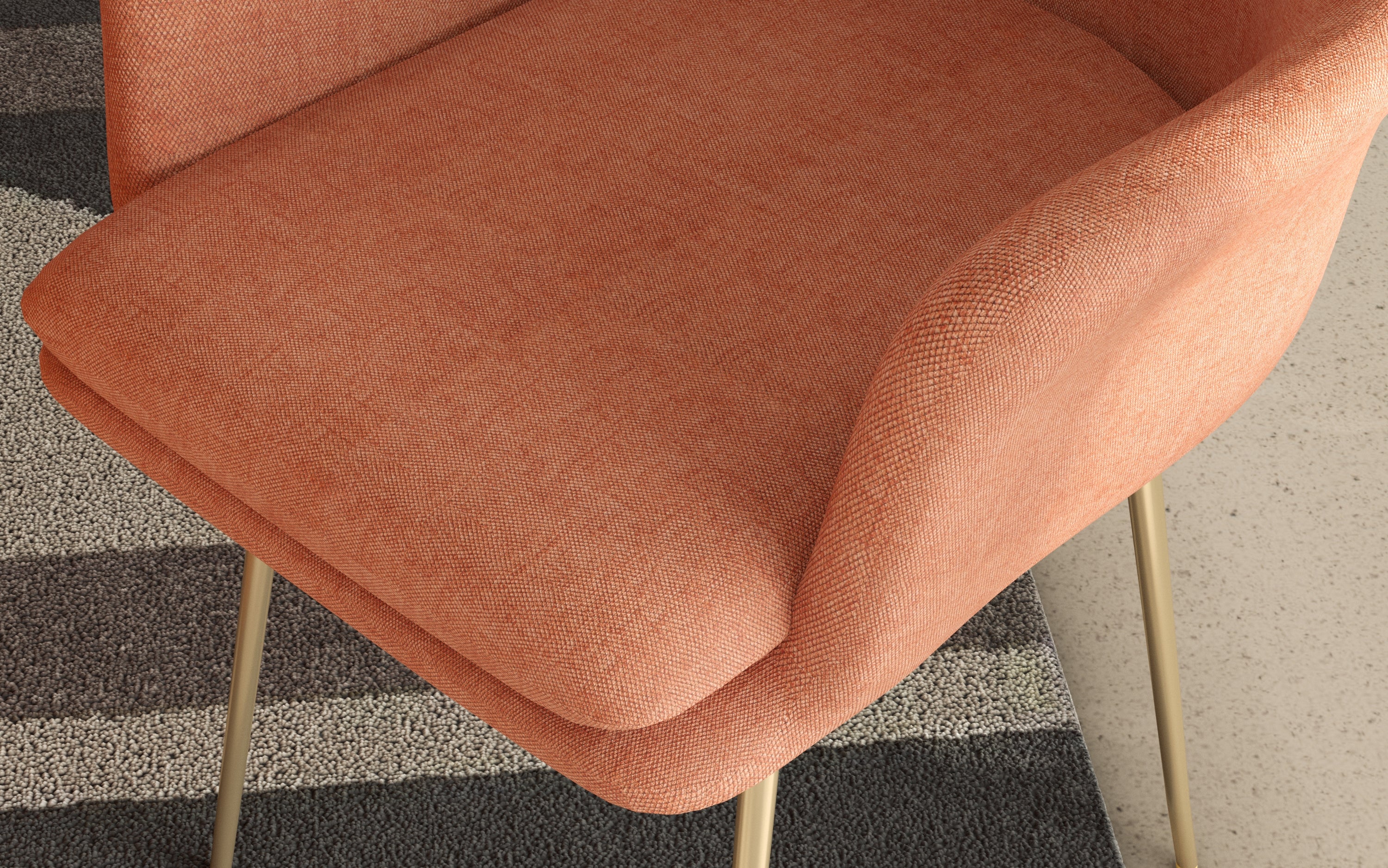 Archi Dining Chair With Soft Cushioned Arm - Close shot - from left angle - Orange Tree
