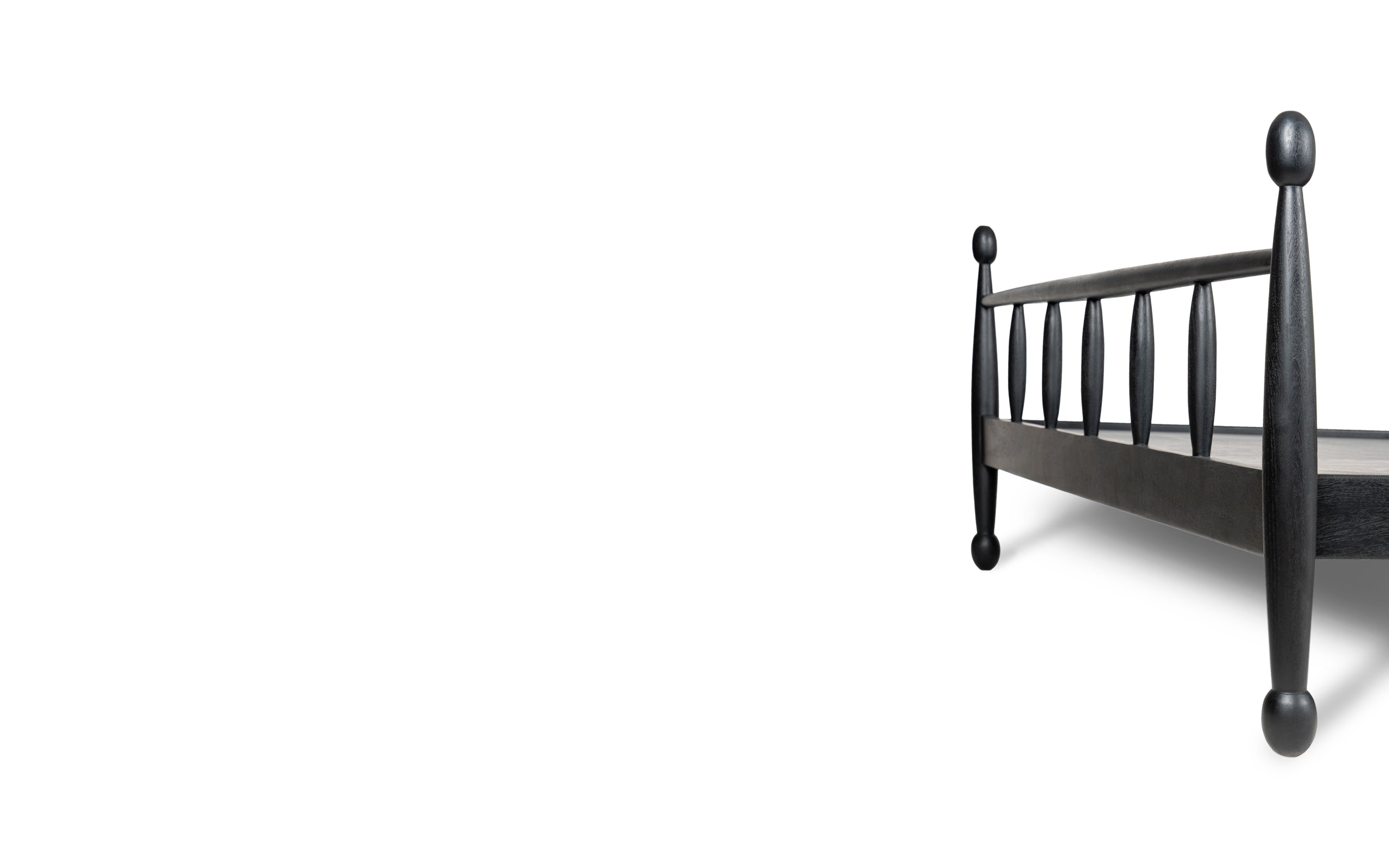Archie Black King & Queen Size Solid Wood Bed without Storage - with white background - Orange Tree