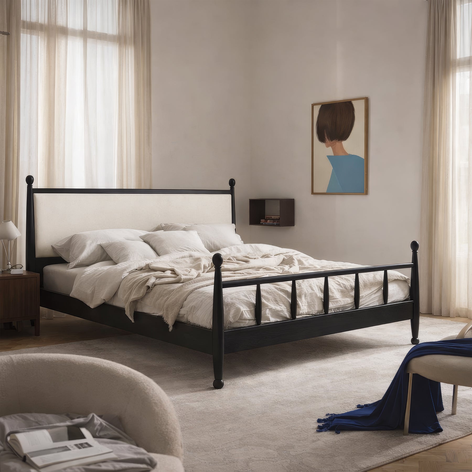 Archie Spindle Non Storage Bed (King, Queen)