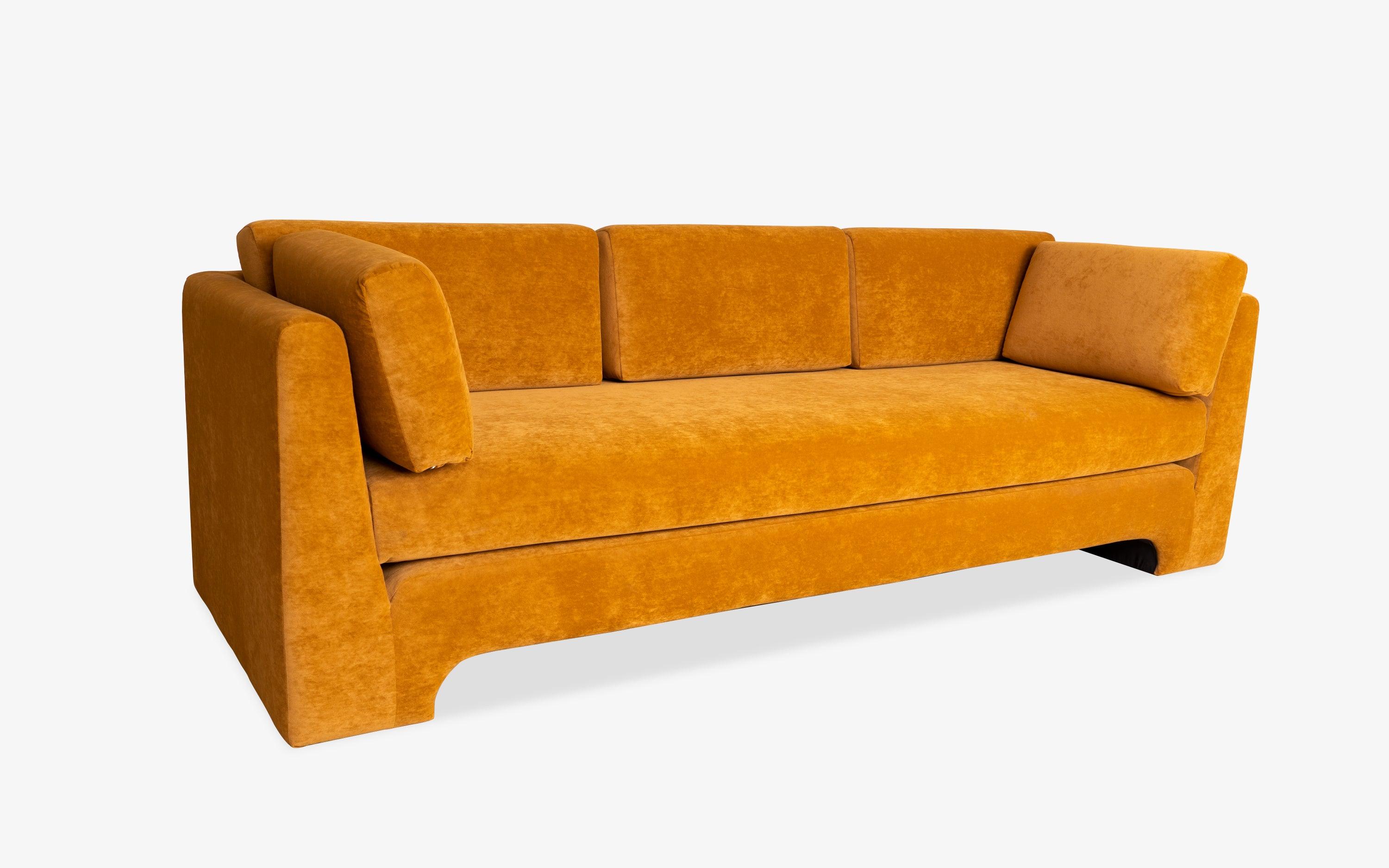 Arrow Ochre 3 Seater Sofa - Comfortable Couch for Home - with white background - Orange Tree