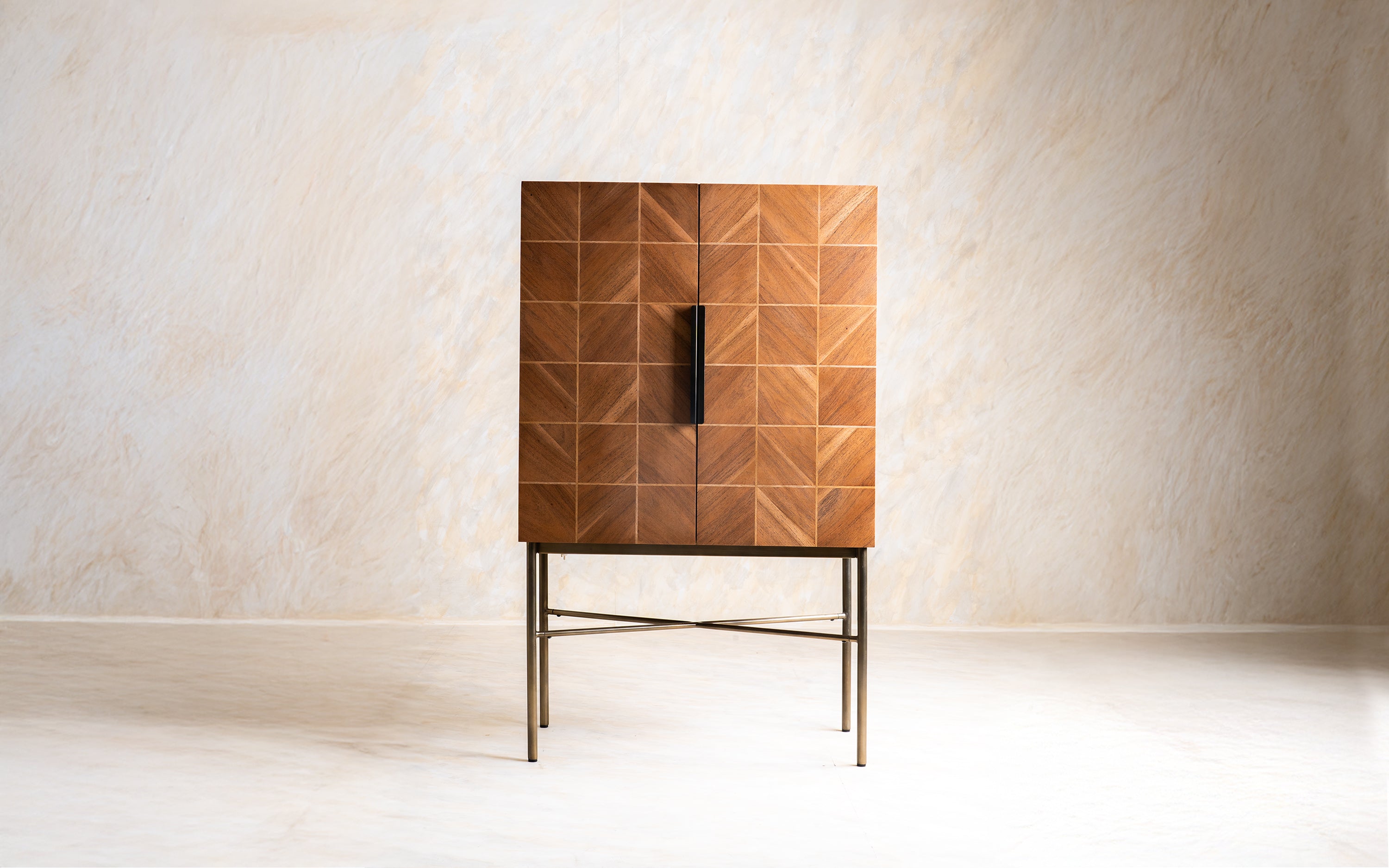 Buy Arrow Home Bar Cabinet | Acacia & Oak Wood, Teak Finish - Close shot - Orange Tree
