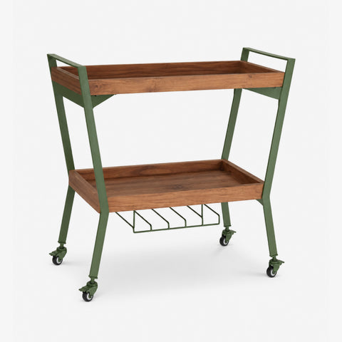 Outdoor wooden bar trolley