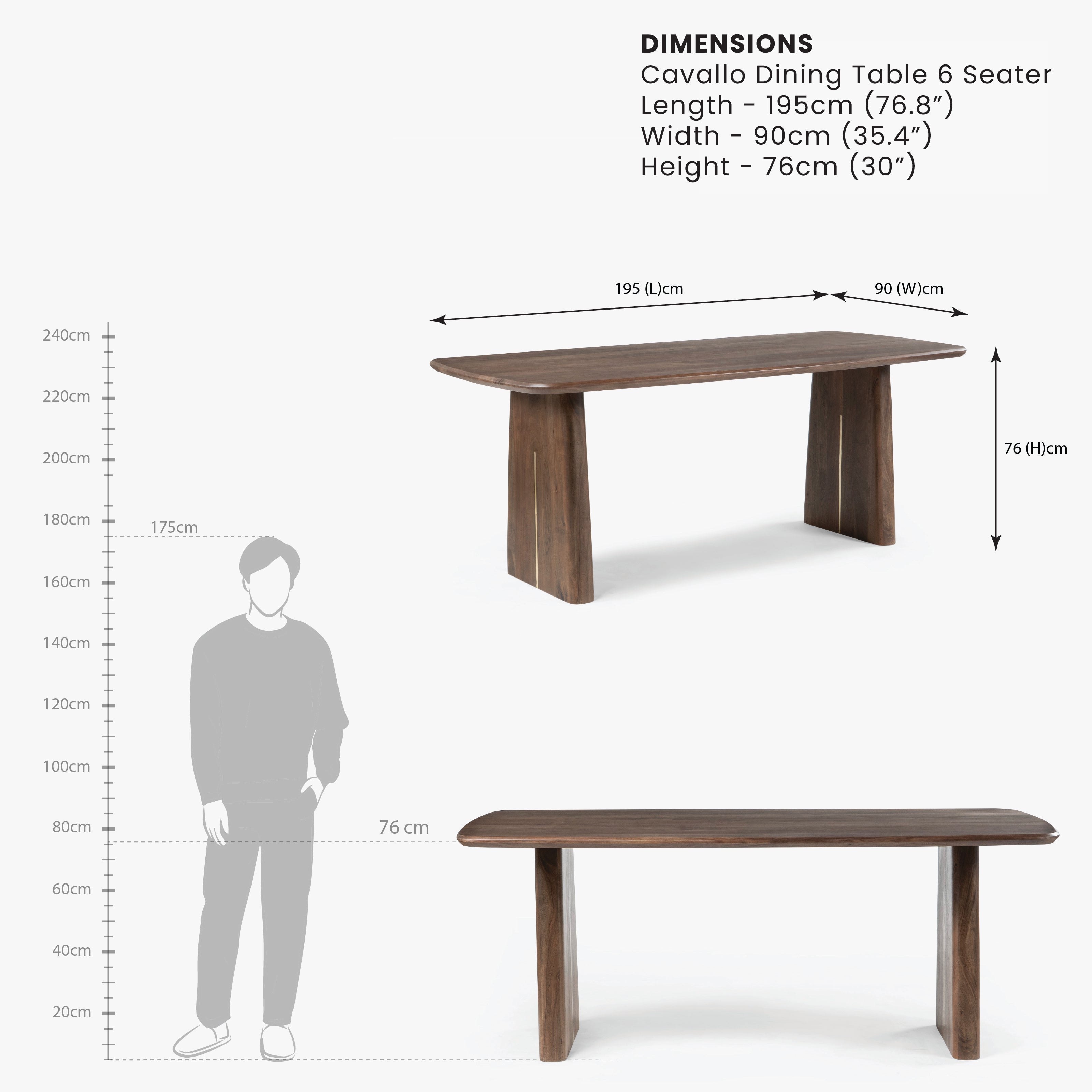 cavallo dining table 6 seater dimension image 
