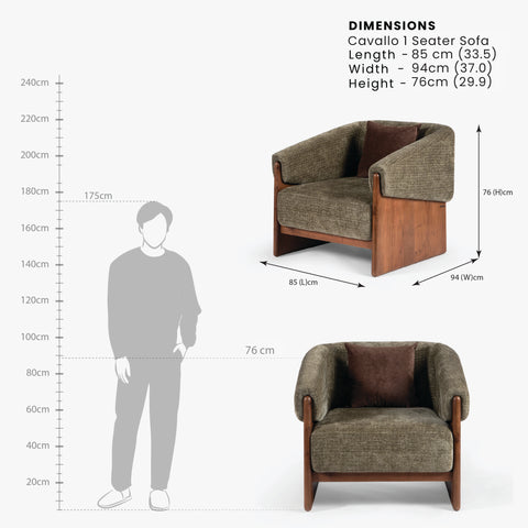cavallo 1 seater sofa dimension image