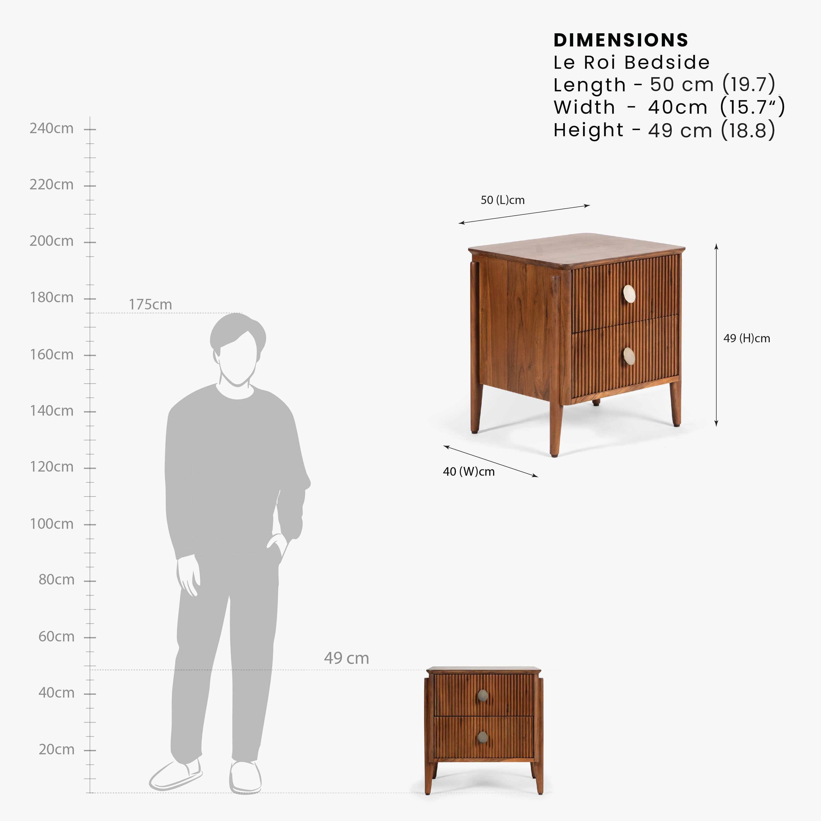le roi bedside dimension image 