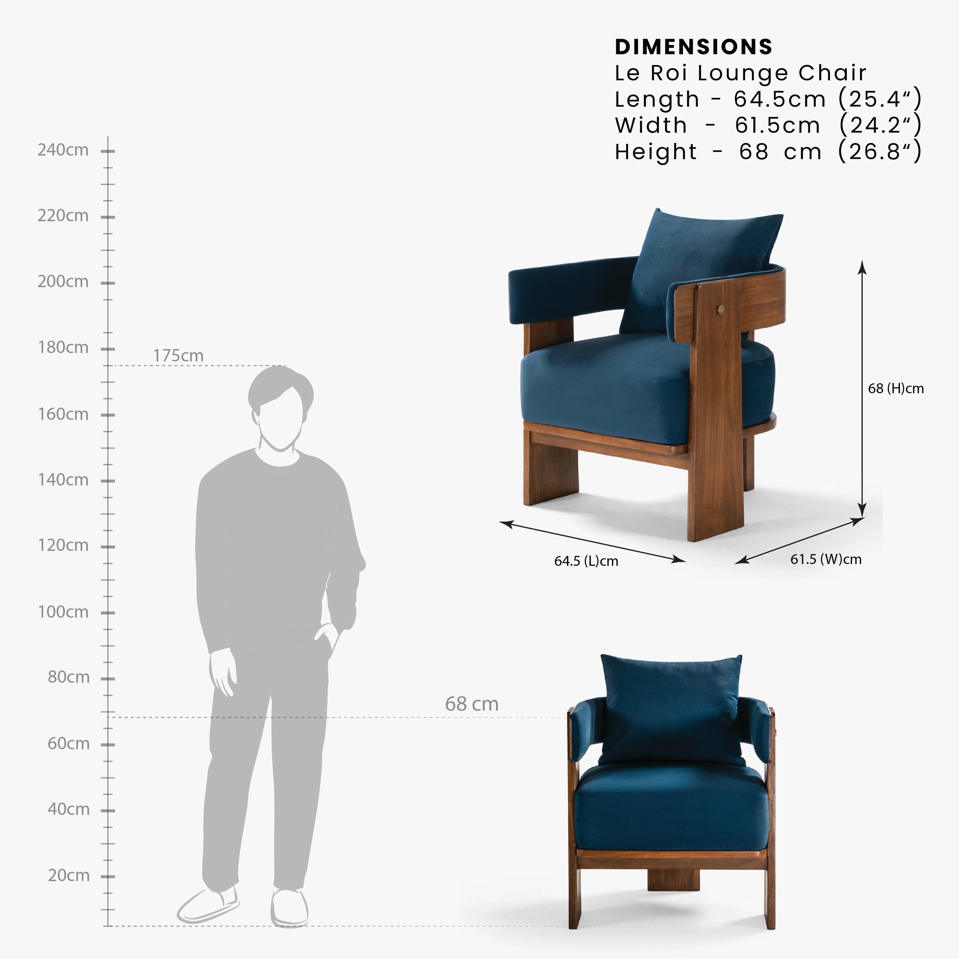 le roi lounge chair dimension image 
