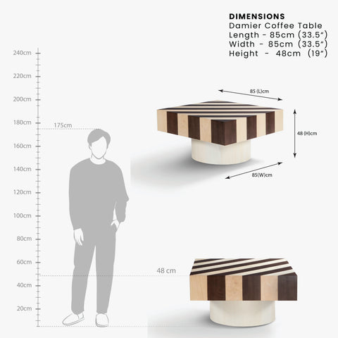 damier coffee table dimension image 