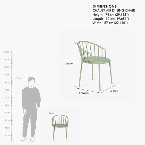 outdoor dining chair dimension