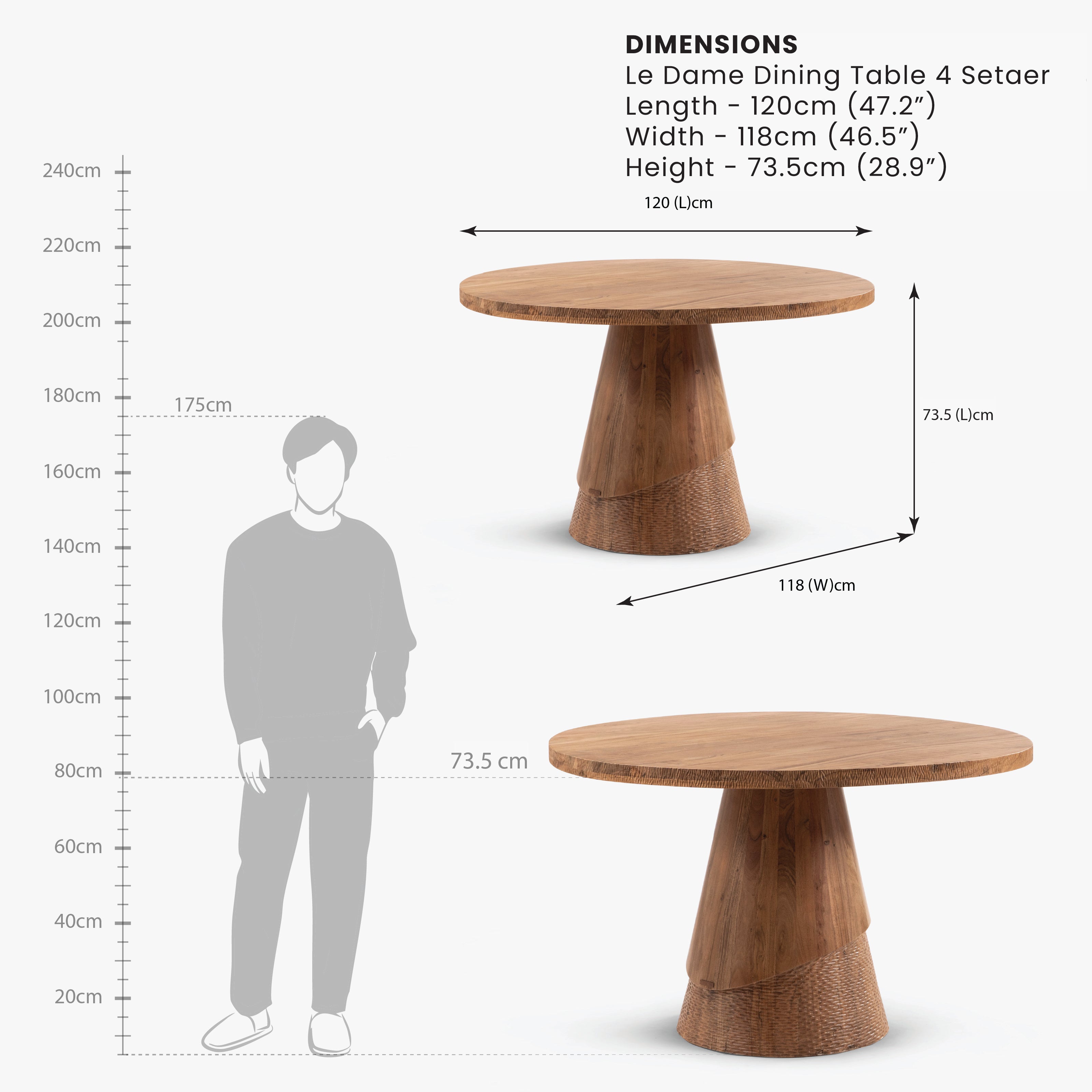le dame dining table 4 seater dimension image