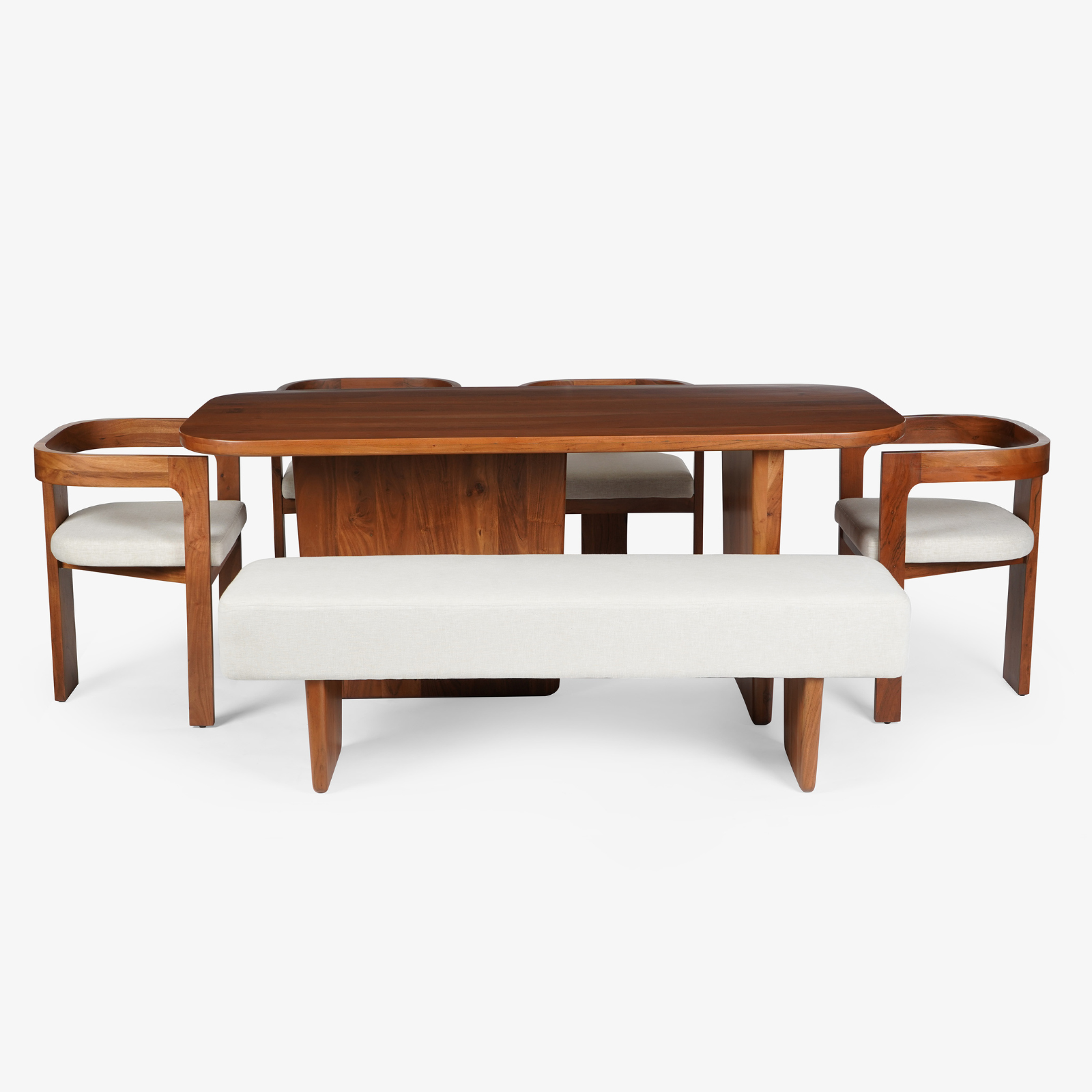 Attica Dining Table With 4 Anish Chairs And Bench
