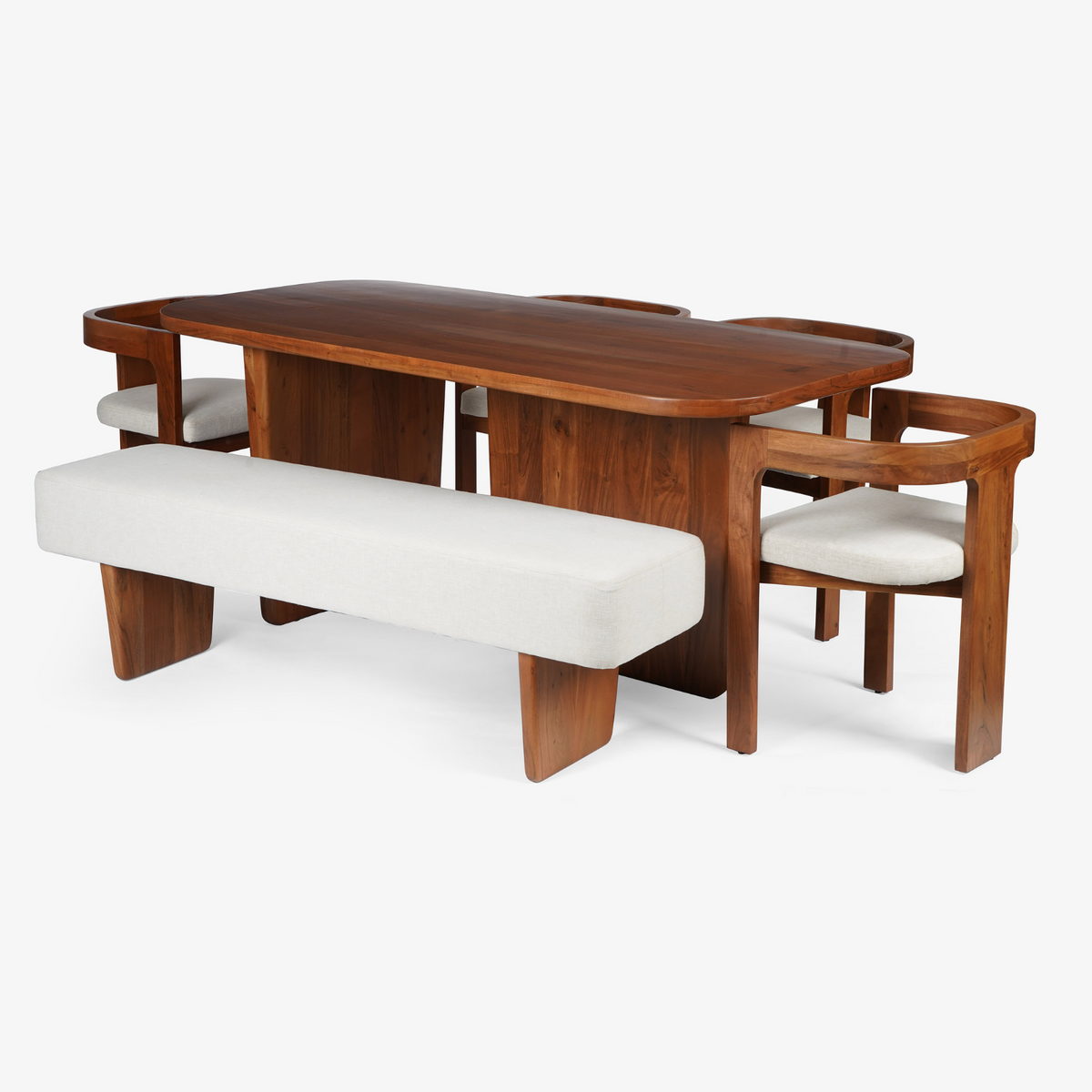 Attica Dining Table With 4 Anish Chairs And Bench